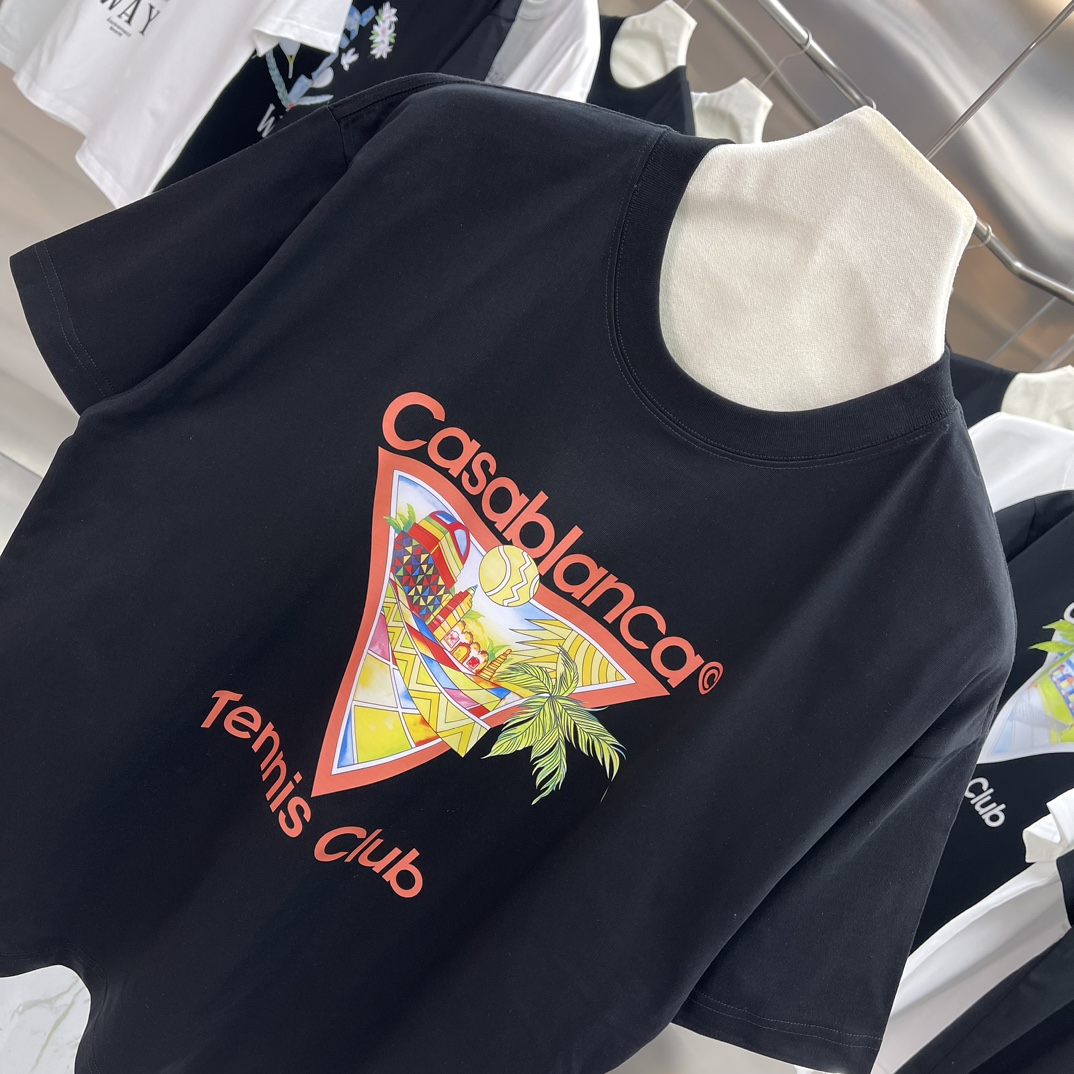 Casablanca Classics: Velvet Cotton T-shirt in White and Black, Unisex Sizes SM-XXL - 图片 3