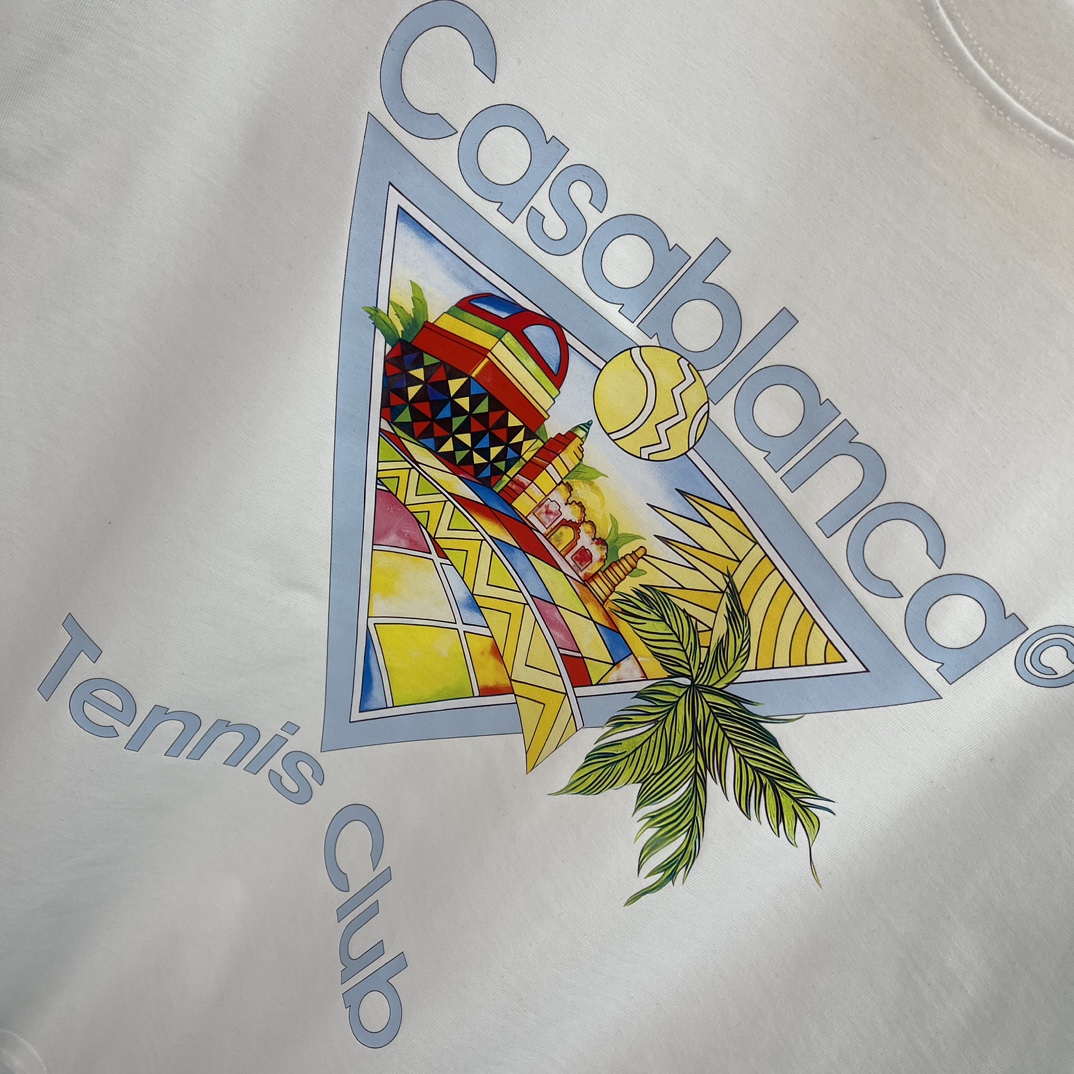 Casablanca Classics Short-Sleeve Velvet Cotton T-Shirt in White and Black, Unisex Sizes - 图片 8