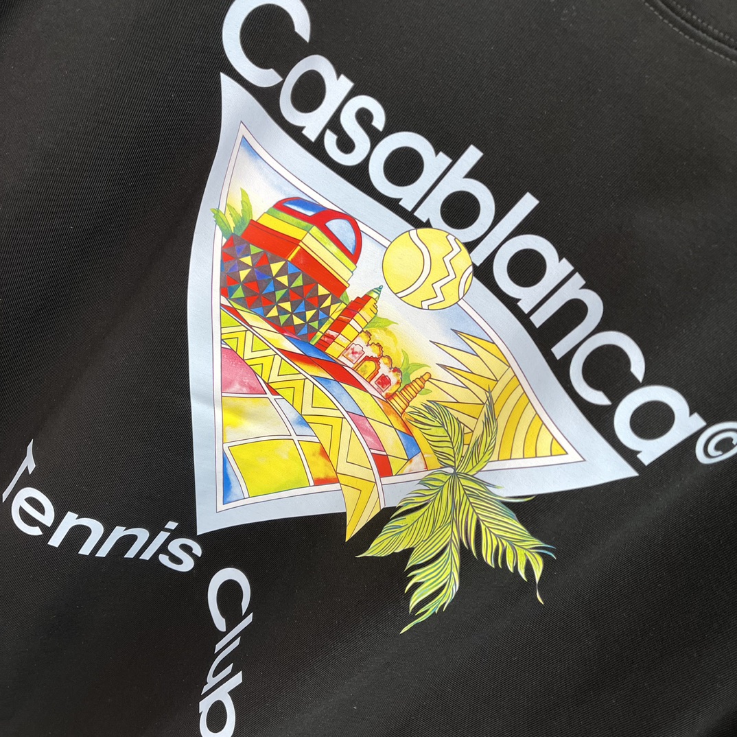 Casablanca Classics Short-Sleeve Velvet Cotton T-shirt in White and Black, Various Sizes - 图片 8