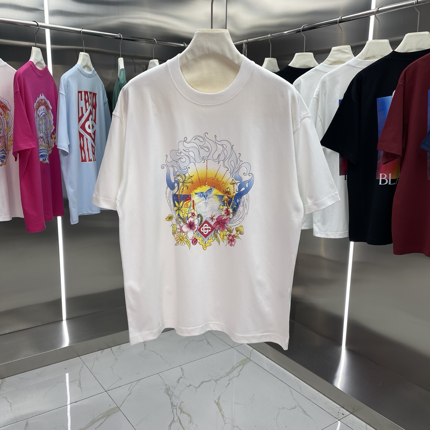 25ss nueva temporada de primavera, colección clásica Casablanca - Camiseta de manga corta con estampado, estilo de cele…