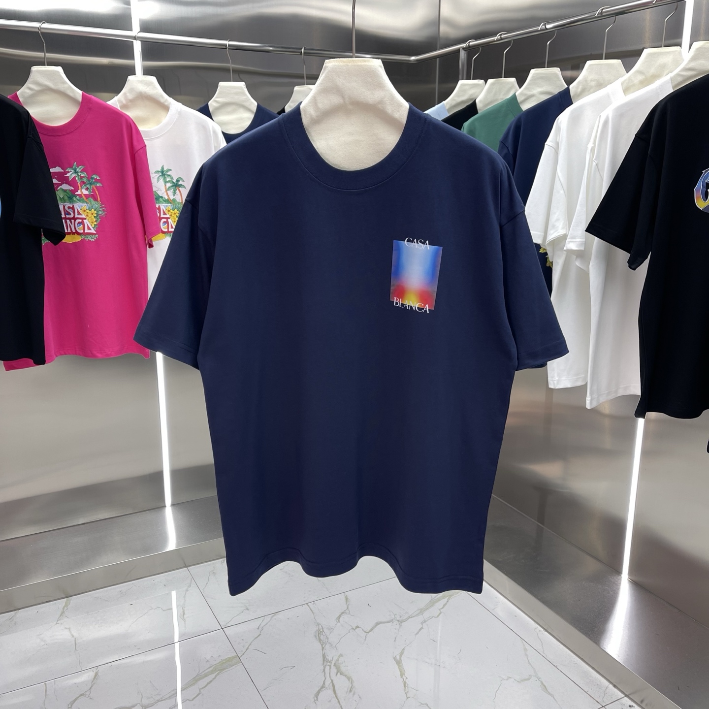 25ss nueva temporada de primavera, colección clásica Casablanca - Camiseta de manga corta con estampado, estilo de cele…