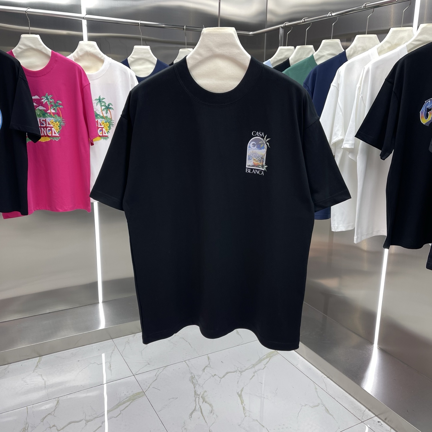 25s nueva temporada de primavera, colección clásica Casablanca - Camiseta de manga corta con estampado, estilo de celeb…
