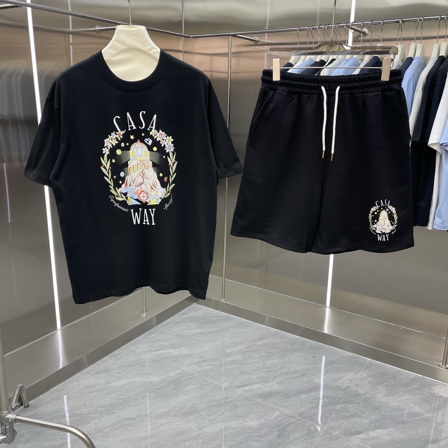 P180 CASABLANCA Casablanca conjunto de camiseta de manga corta y pantalones cortos, desarrollo original, cómodo al vest…