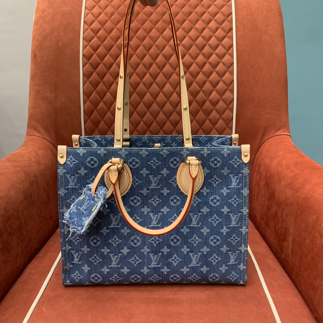 Louis Vuitton LV Onthego Sacos Sacolas Denim Vintage M46871