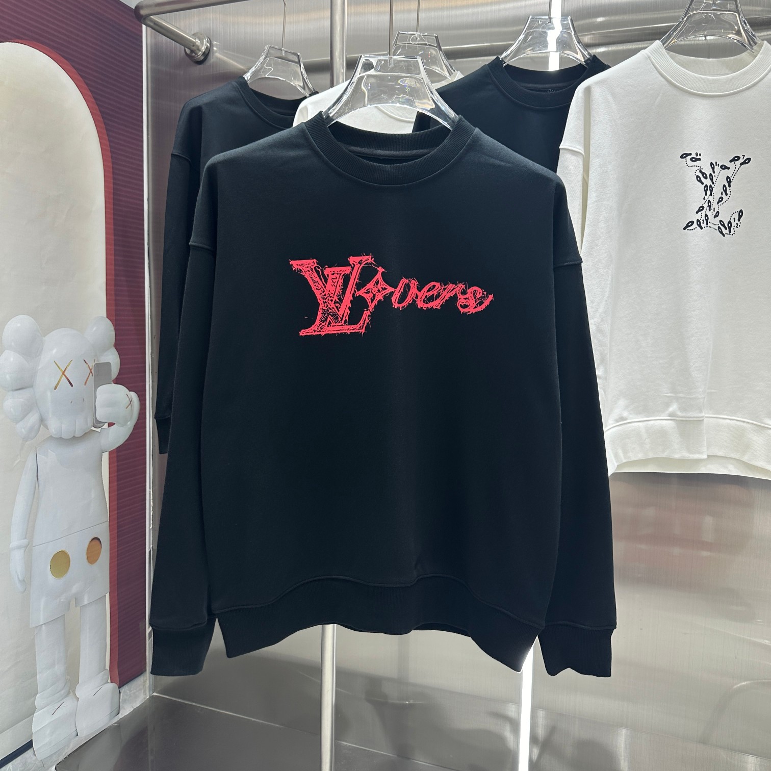 Louis Vuitton Clothing Sweatshirts Black White Printing Unisex Fall/Winter Collection