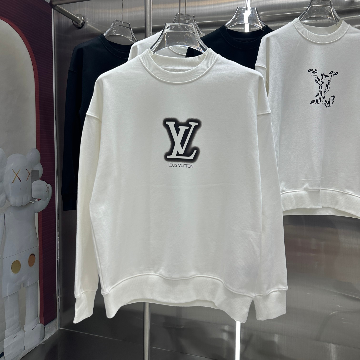 Luxury Shop
 Louis Vuitton Clothing Sweatshirts Black White Printing Unisex Fall/Winter Collection