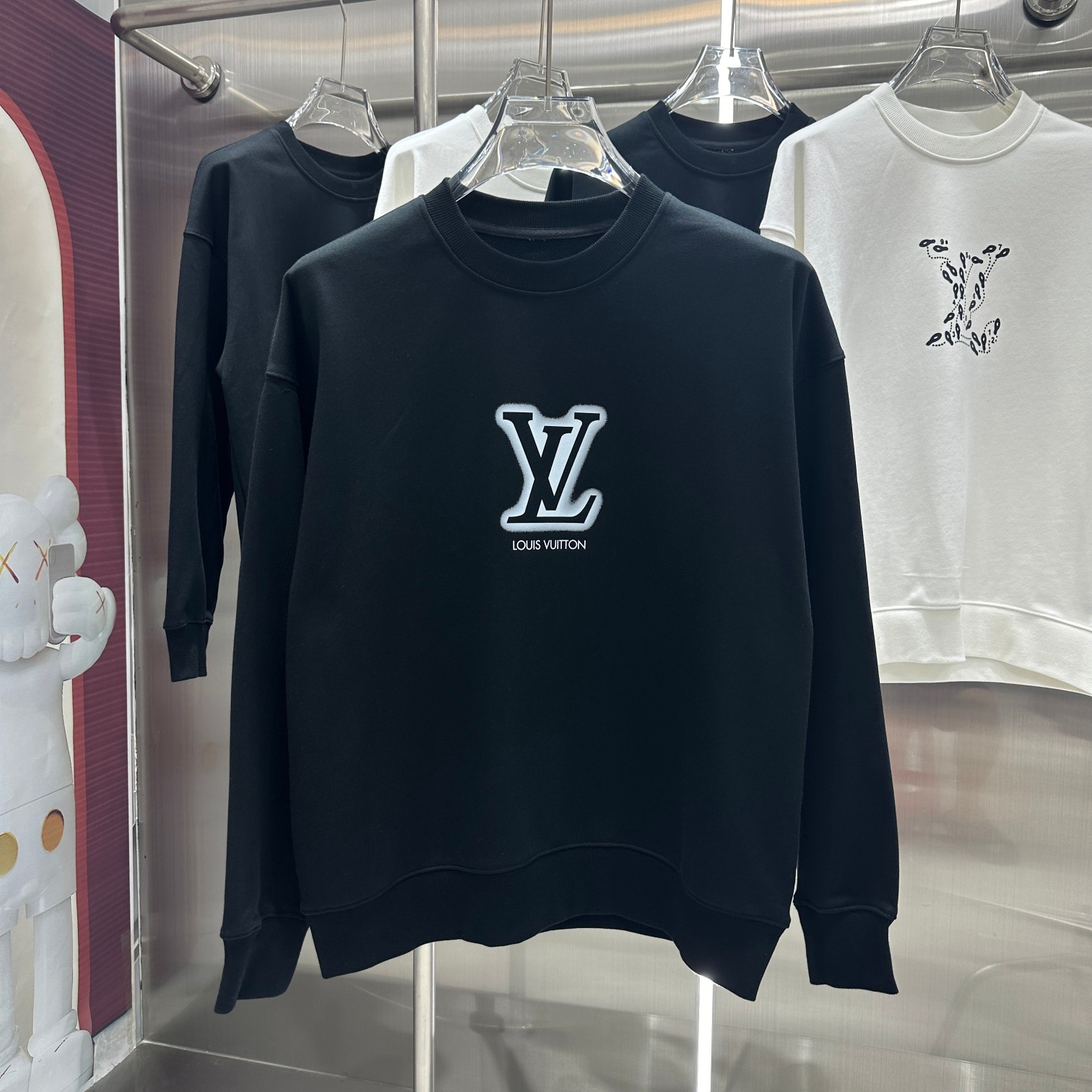 Louis Vuitton Clothing Sweatshirts Black White Printing Unisex Fall/Winter Collection