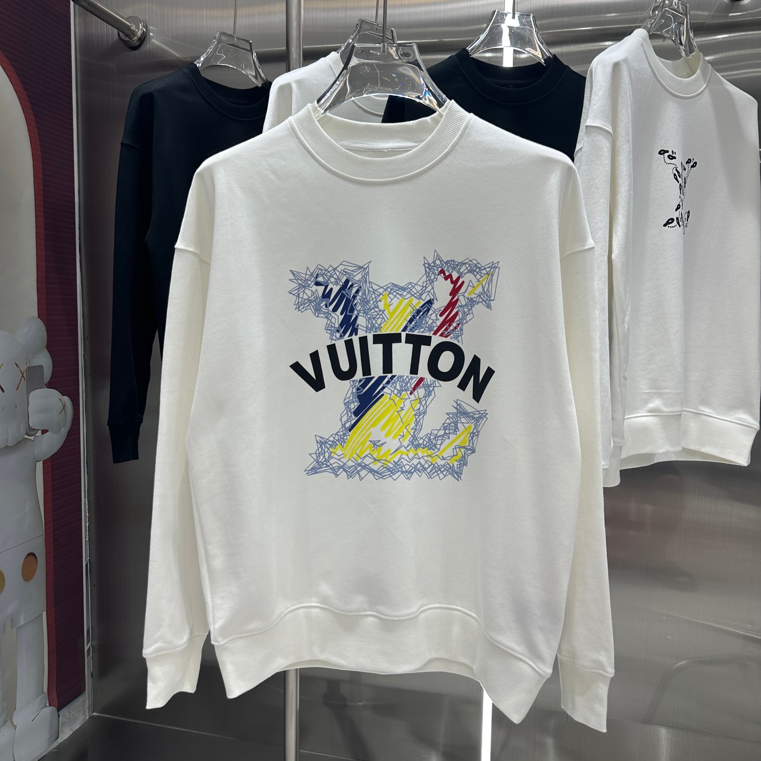 Louis Vuitton Clothing Sweatshirts Black White Printing Unisex Fall/Winter Collection