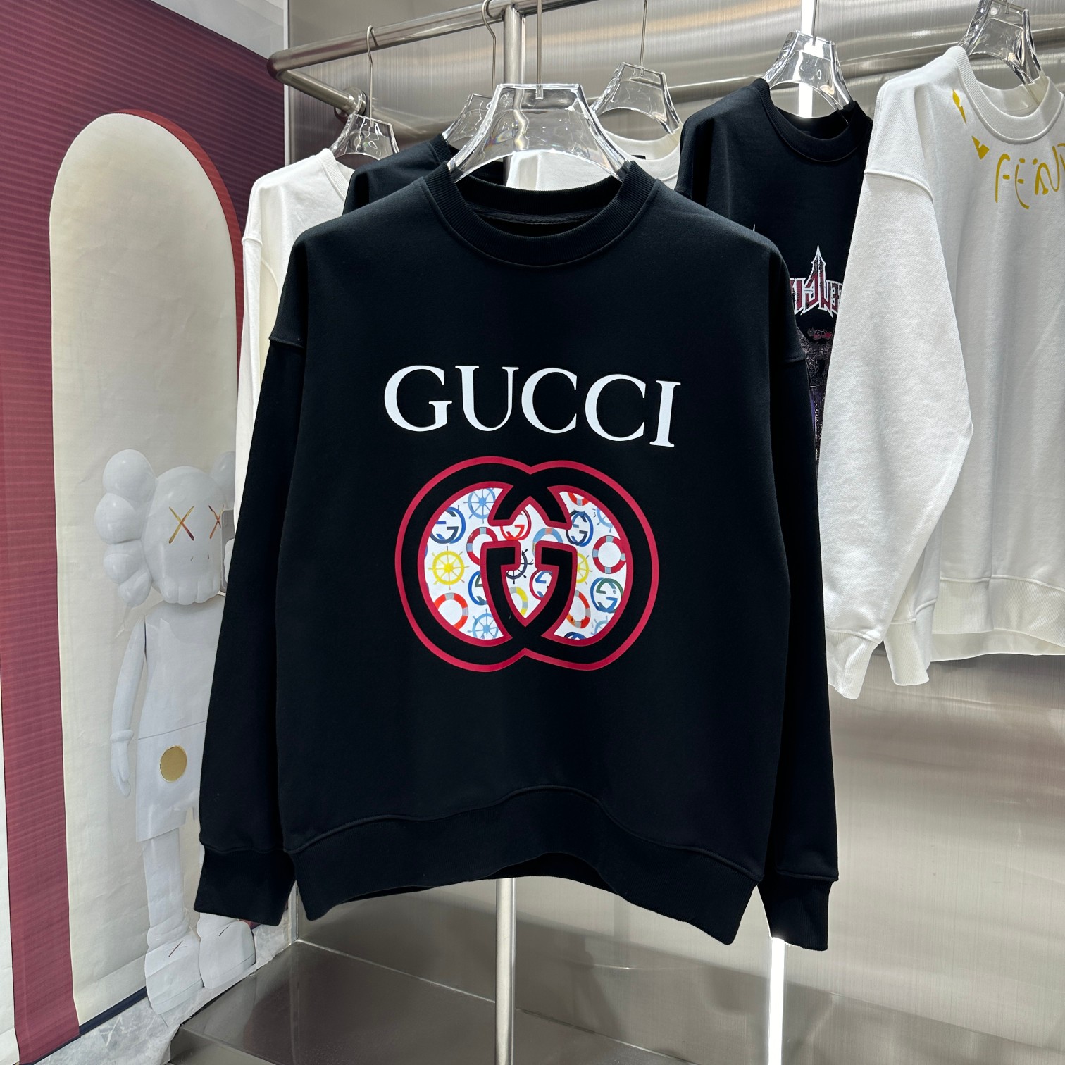 Gucci AAAAA+
 Clothing Sweatshirts Apricot Color Black Printing Unisex Fall/Winter Collection