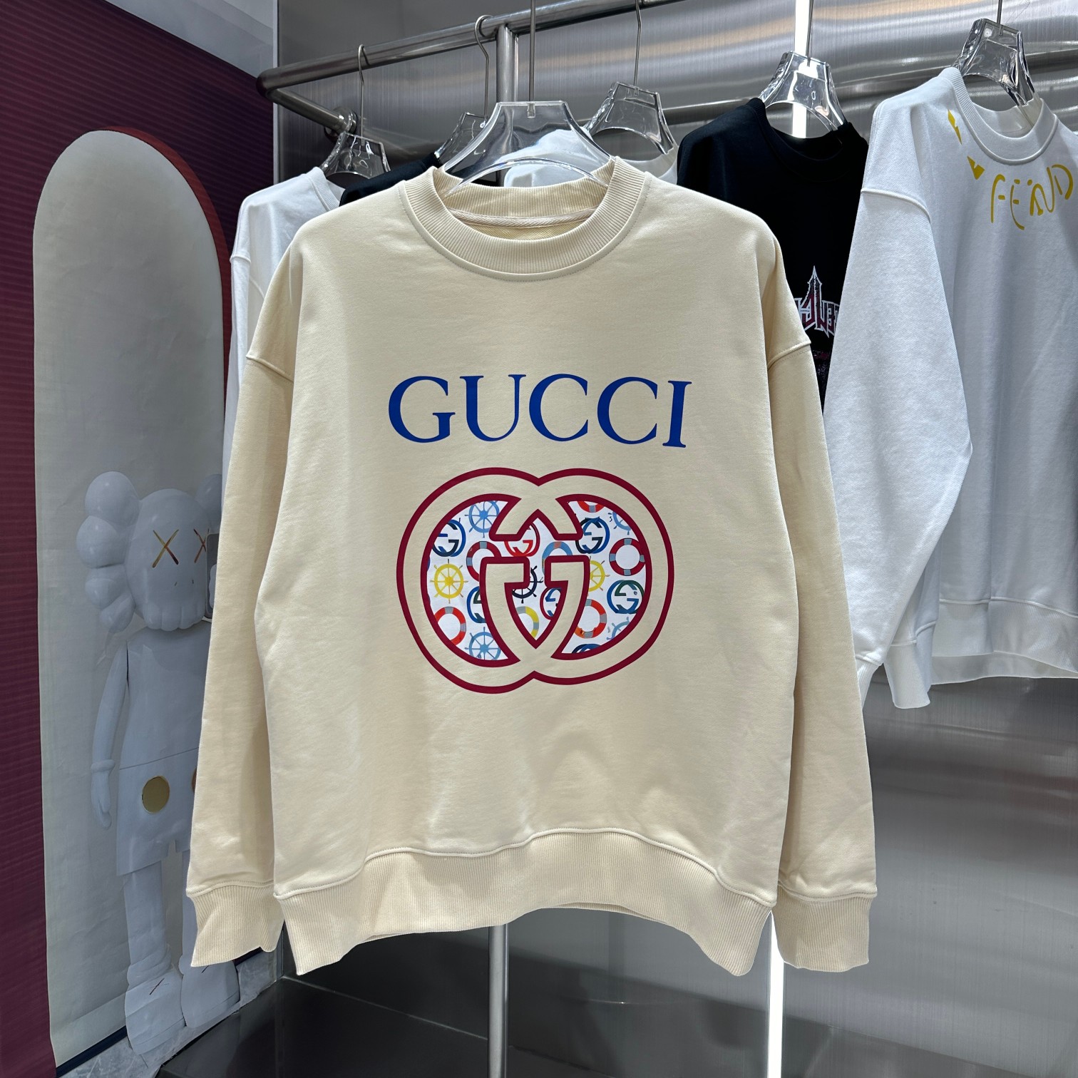 Gucci Clothing Sweatshirts Apricot Color Black Printing Unisex Fall/Winter Collection