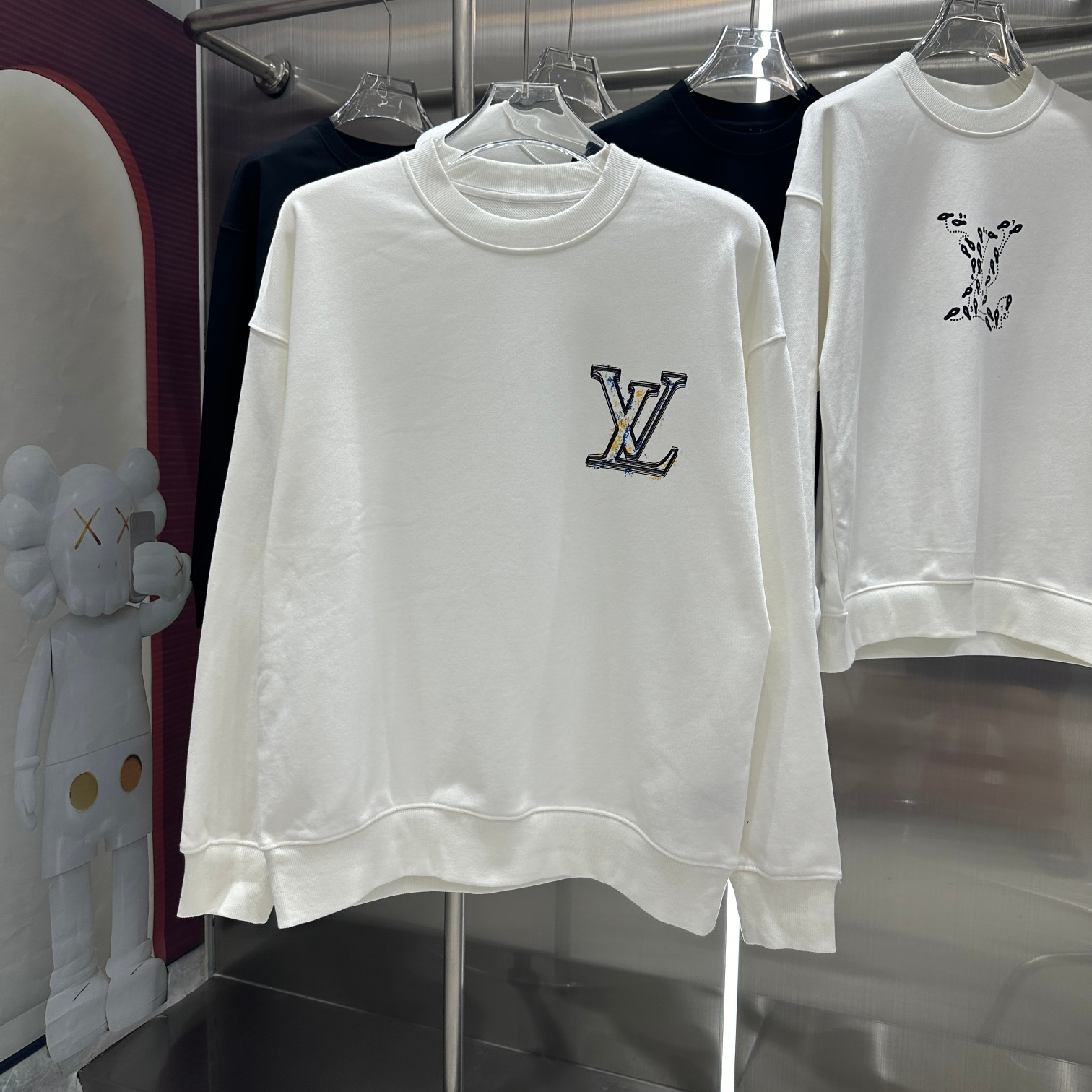 Louis Vuitton Clothing Sweatshirts Black White Printing Unisex Fall/Winter Collection