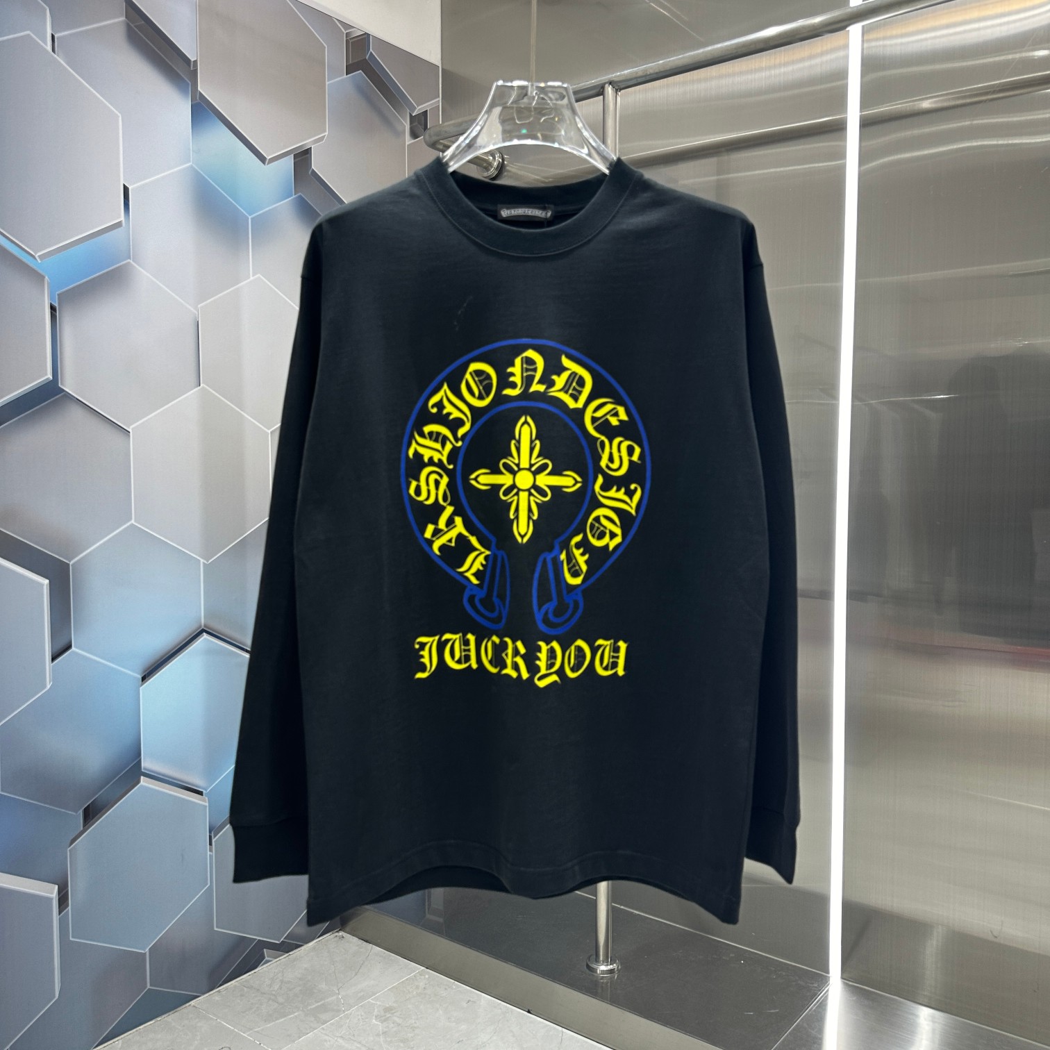 Chrome Hearts Clothing T-Shirt Black Blue Light White Yellow Printing Unisex Fall/Winter Collection Long Sleeve