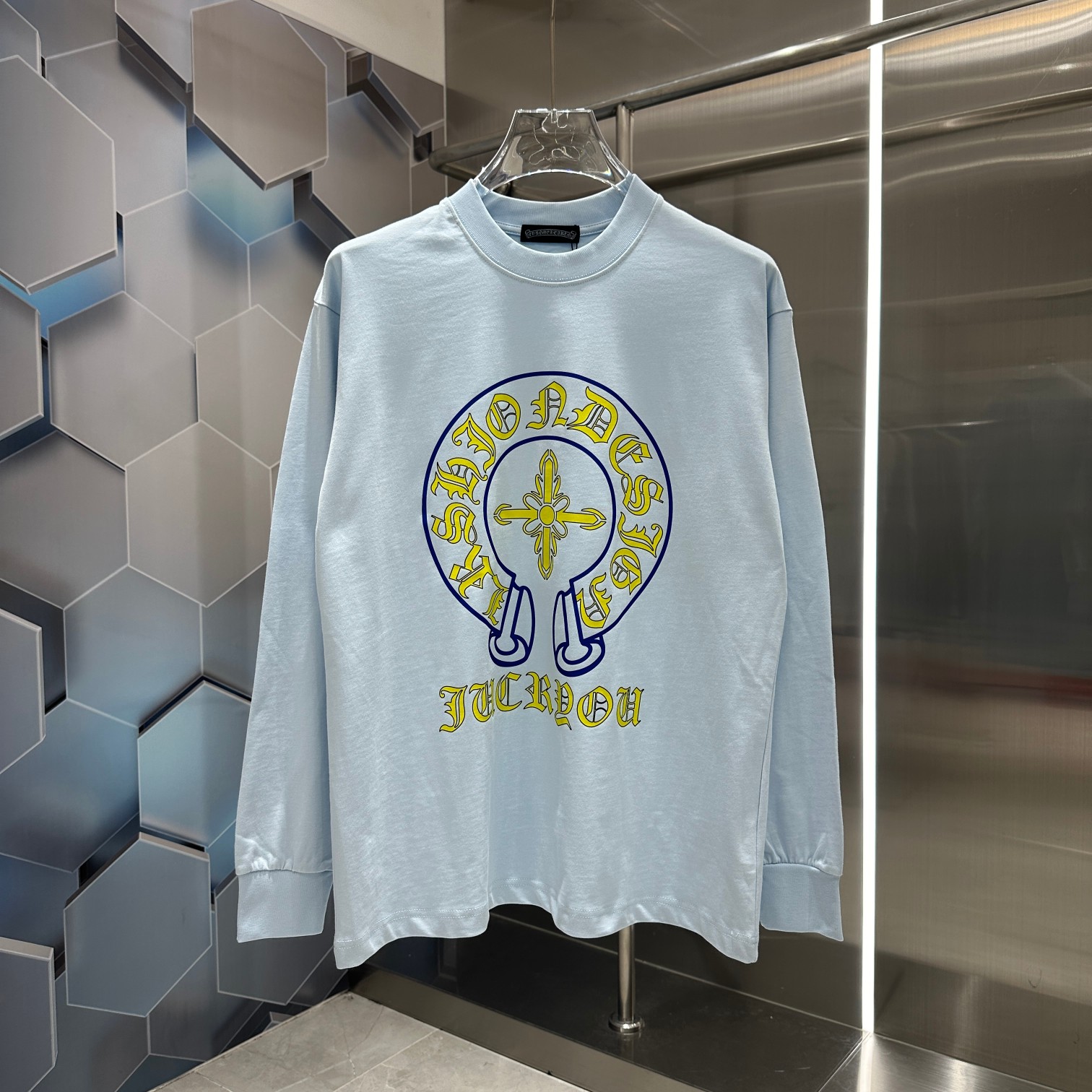 Chrome Hearts Replica
 Clothing T-Shirt Black Blue Light White Yellow Printing Unisex Fall/Winter Collection Long Sleeve