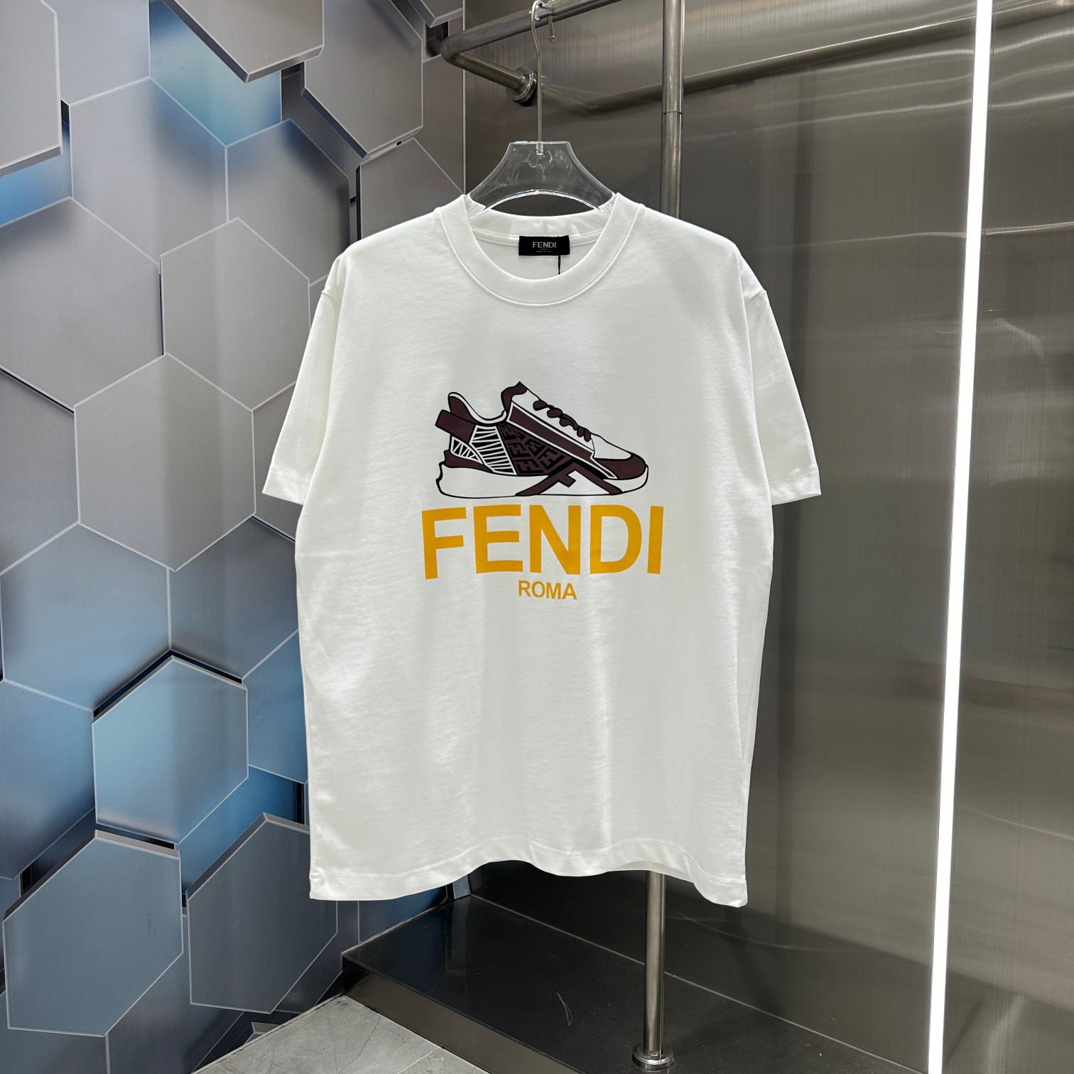 Fendi 2024 otoño-invierno nuevo 320g camiseta de manga corta estampado personalizado unisex corte holgado S M L XL XXL …