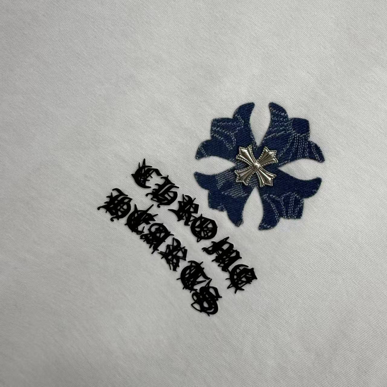 P115 CH克罗心 2025春秋新款 320克 圆领短袖 烫钻➕硅胶工艺  男女同款宽松版 S M L XL XXL 五个码 黑色 白色 