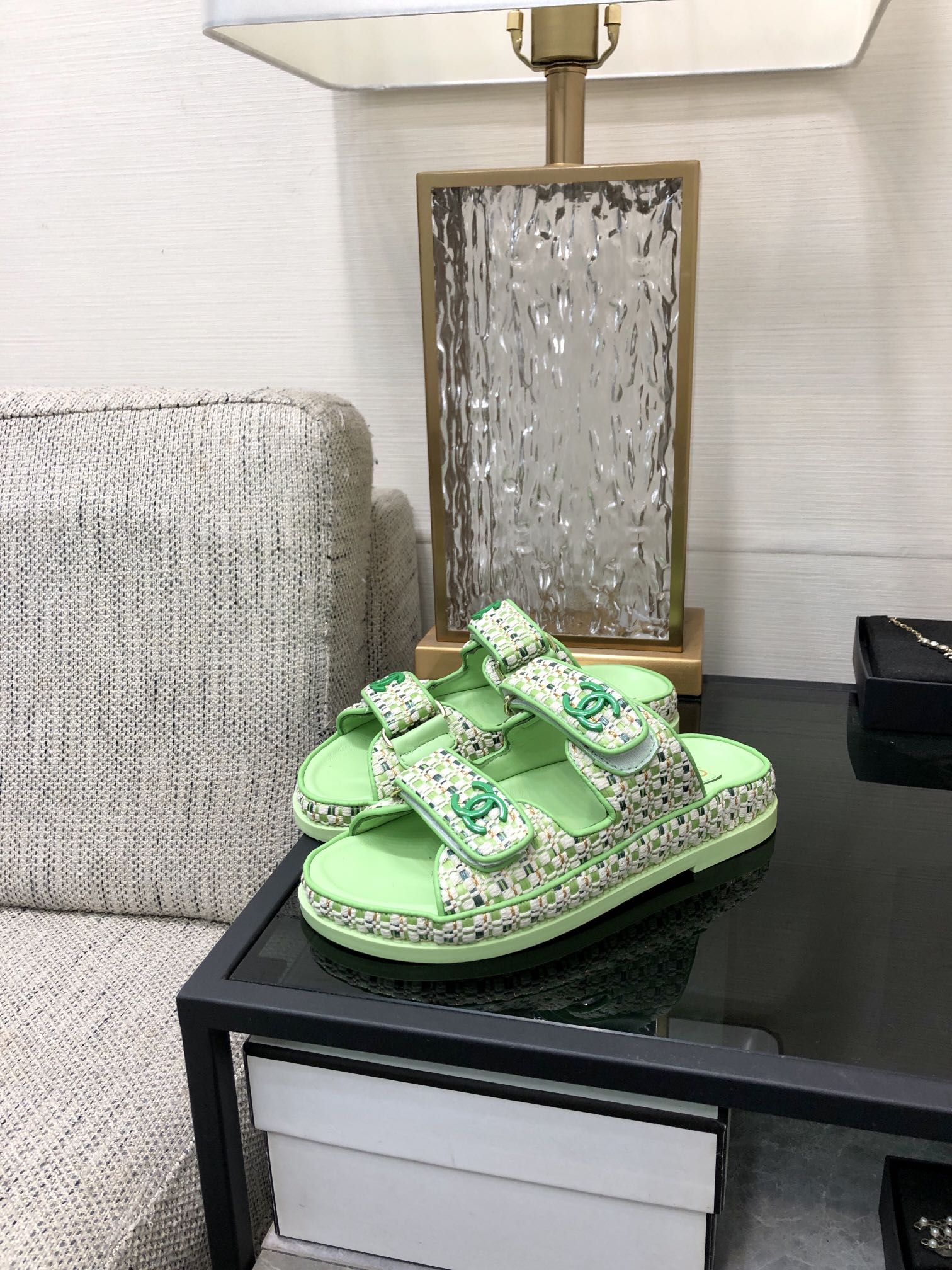 Chanel 2024 Handmade Velcro Sandals - Woven Fabric & Lambskin 6 i1717014294 2952 2