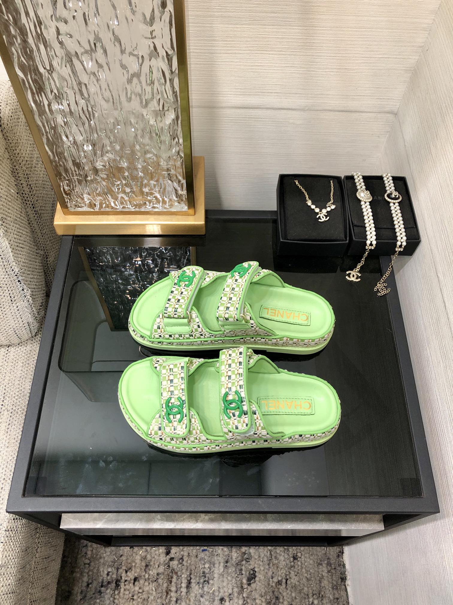 Chanel 2024 Handmade Velcro Sandals - Woven Fabric & Lambskin 9 i1717014294 8878 8