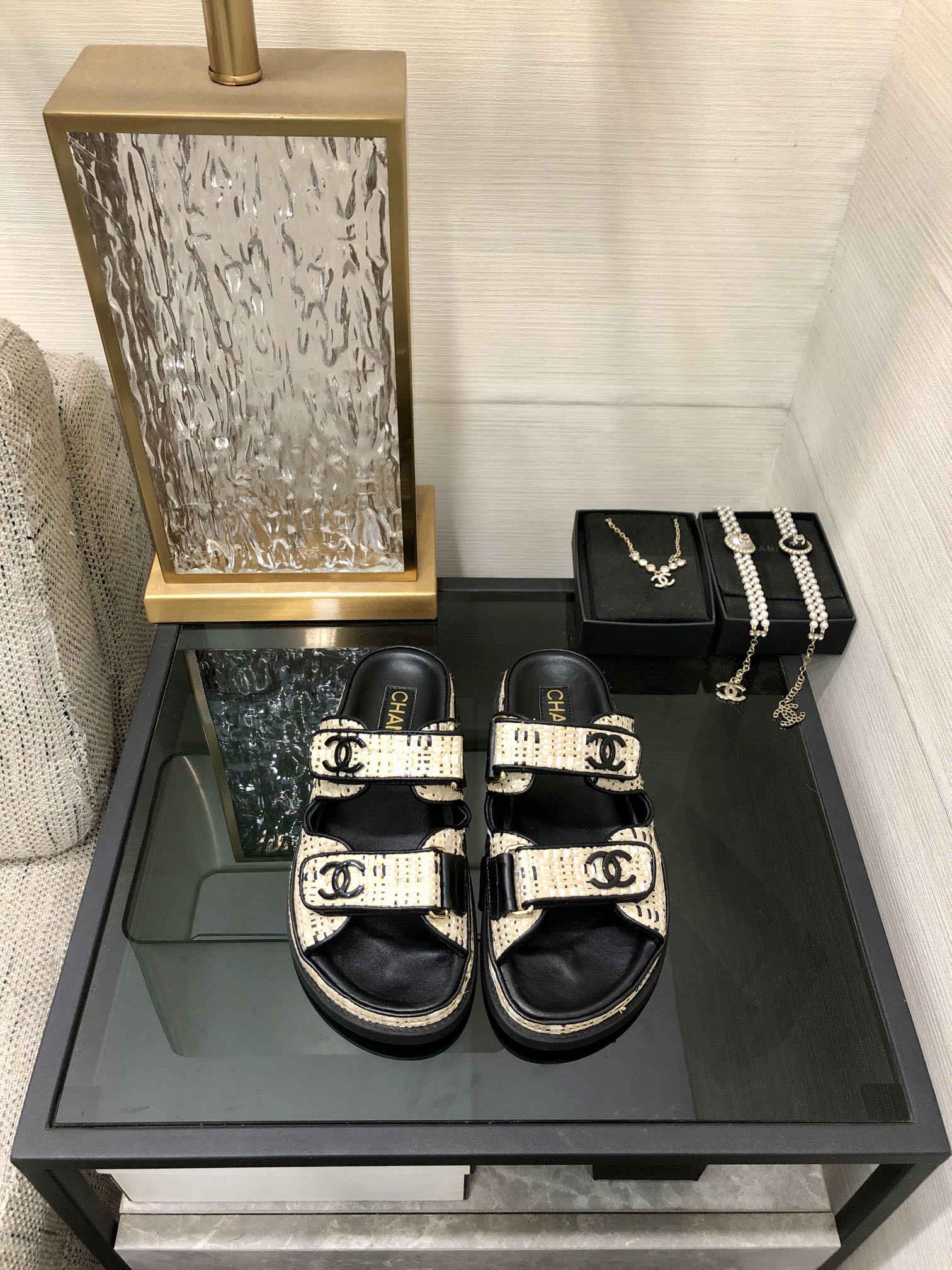 Chanel Women's Ivory & Black Handmade Velcro Strap Sandals 4 i1717014453 5328 4