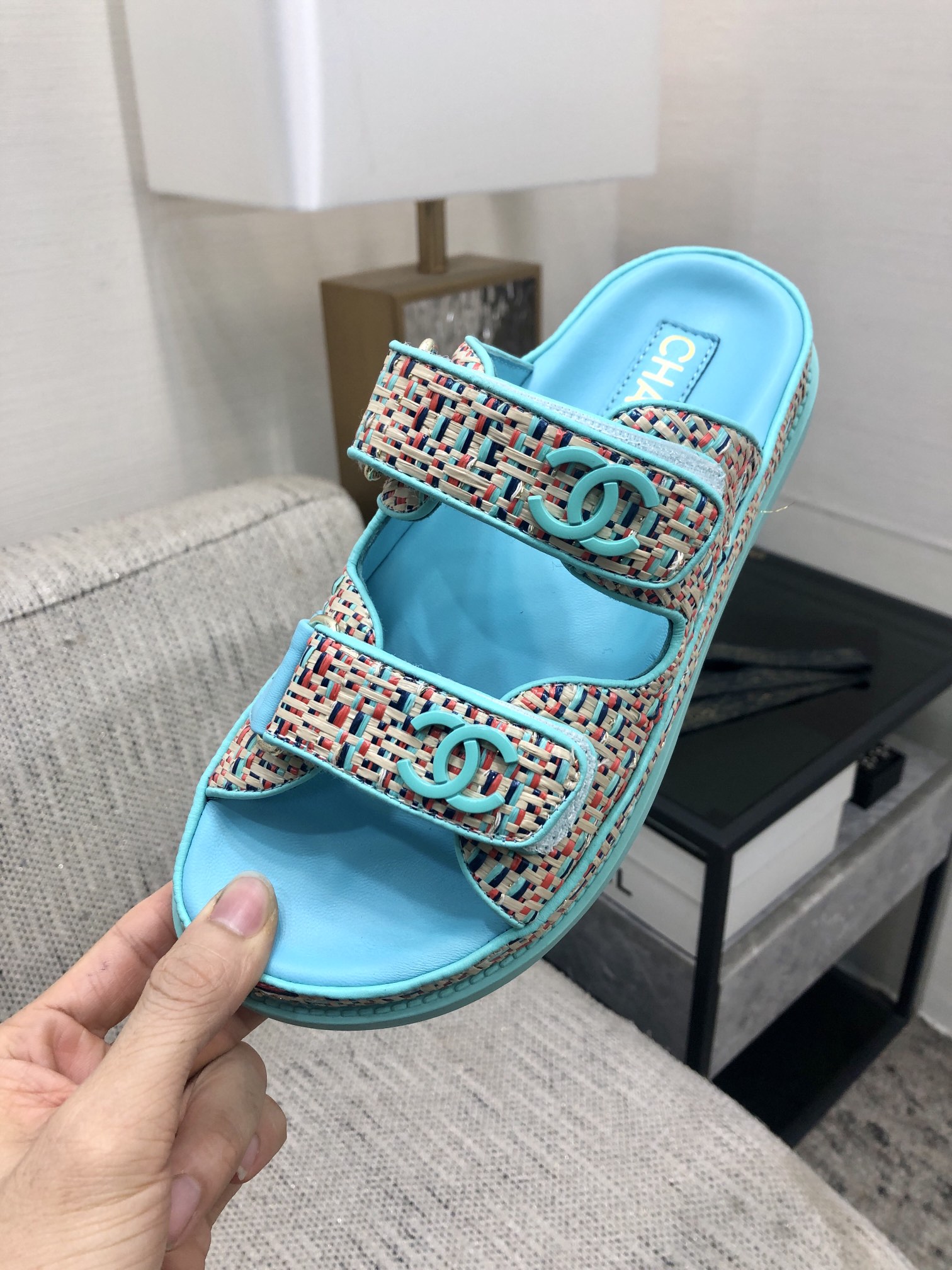 Chanel Women's 2024 Multicolor Woven Velcro Strap Sandals Slides 9 i1717014609 1404 3