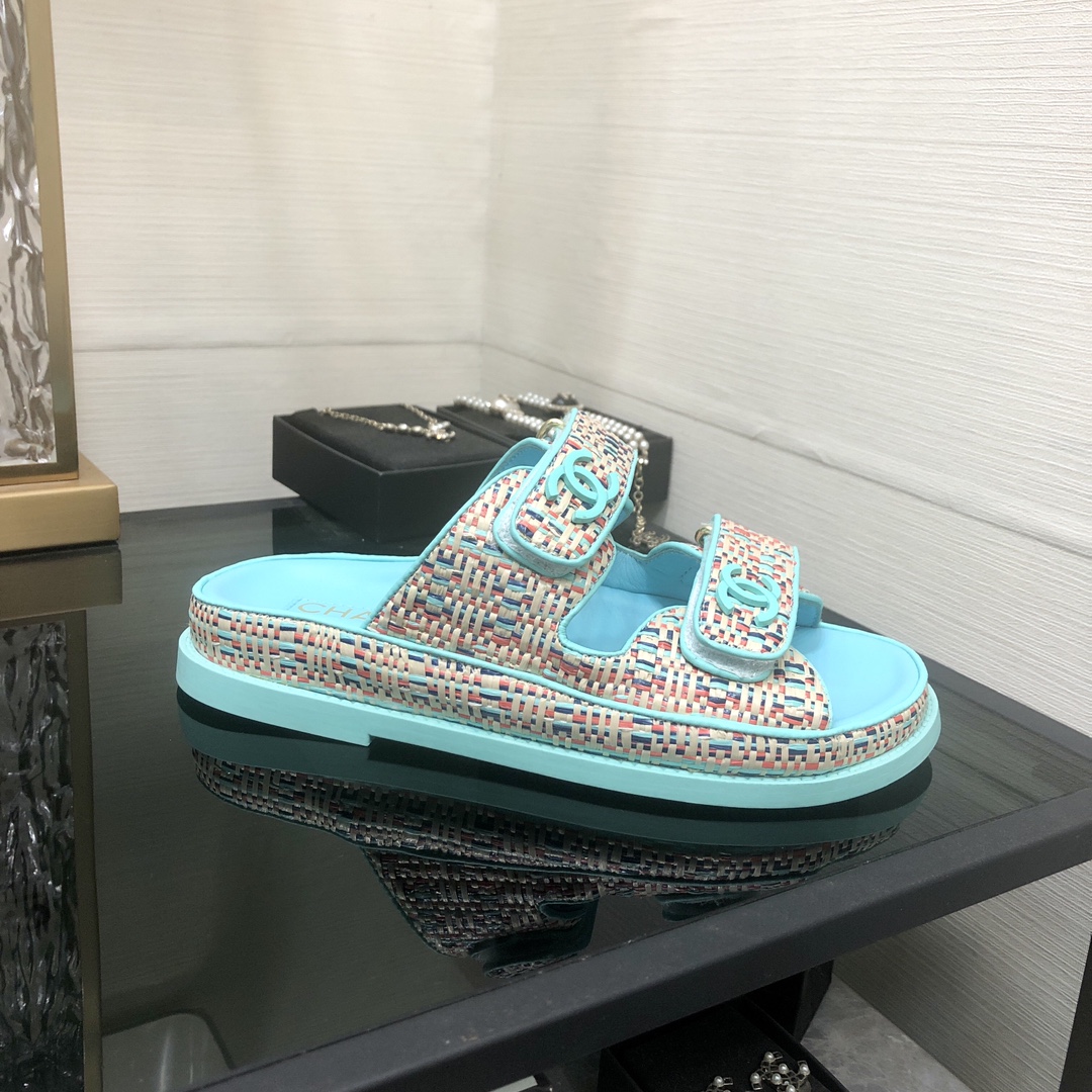 Chanel Women's 2024 Multicolor Woven Velcro Strap Sandals Slides 2 i1717014609 3116 5