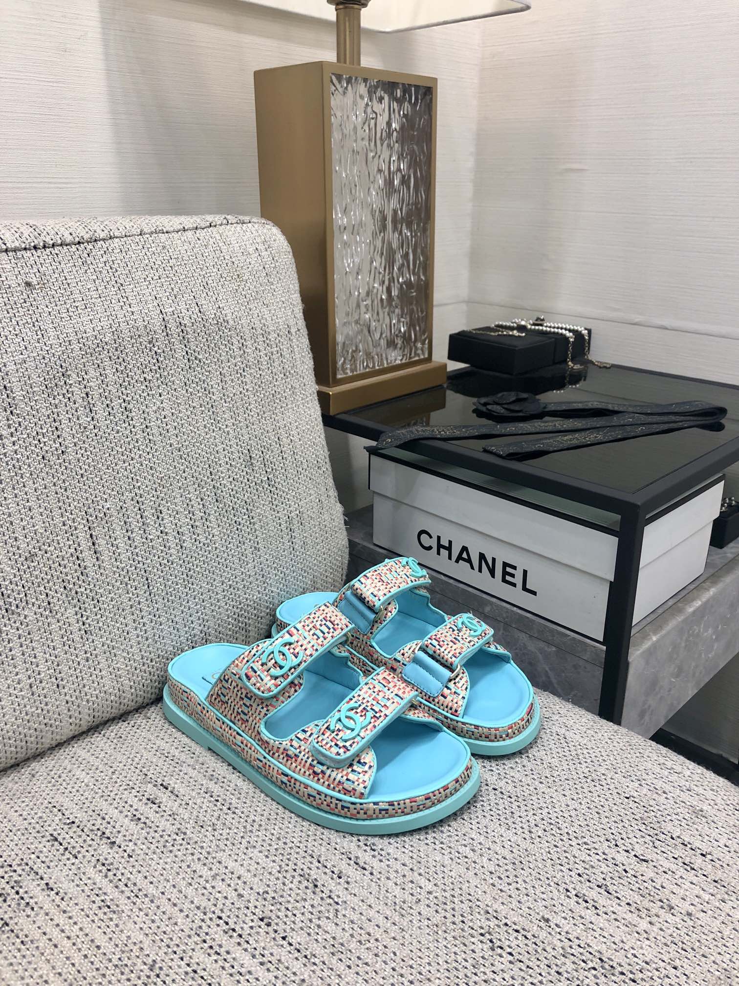 Chanel Women's 2024 Multicolor Woven Velcro Strap Sandals Slides 10 i1717014609 4889 4
