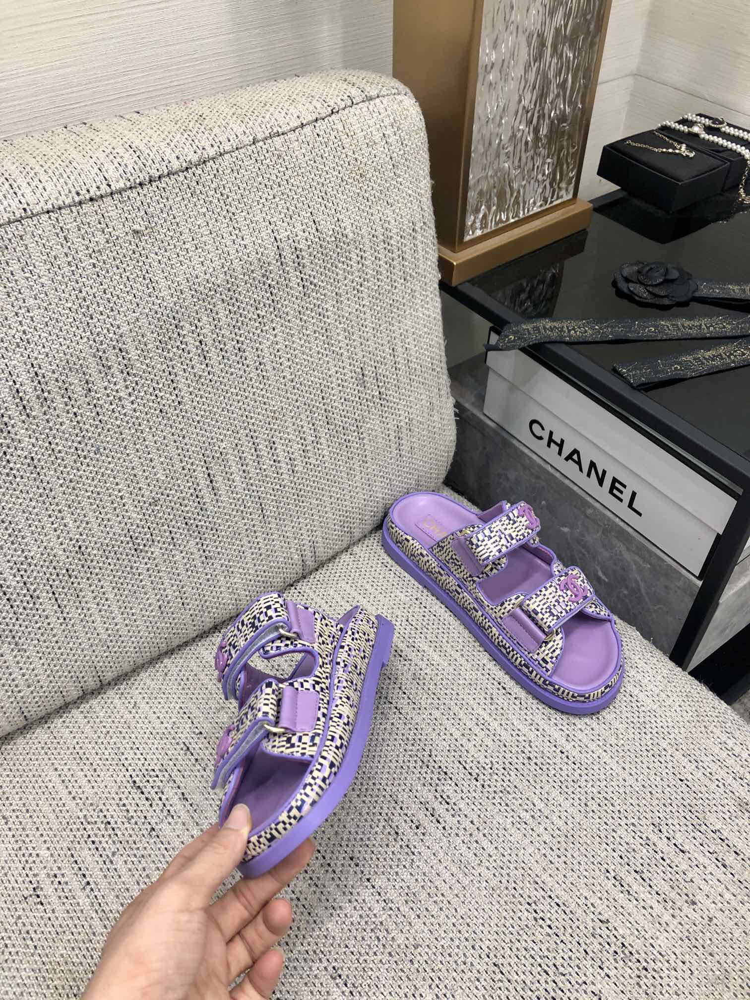 Chanel Women's 2024 Handmade Velcro Sandals - Purple, Size 35-40 8 i1717014814 5464 1