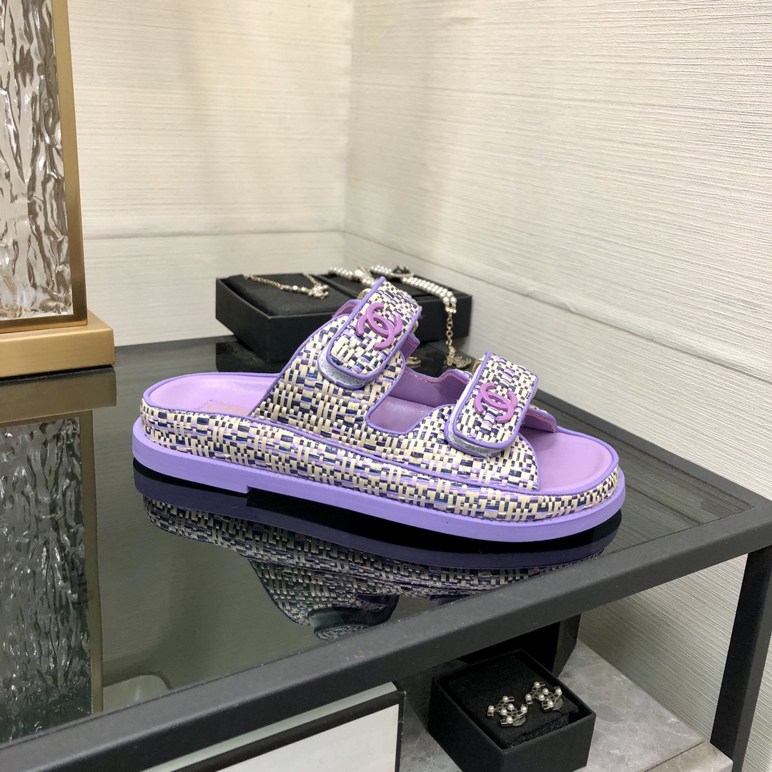 Chanel Women's 2024 Handmade Velcro Sandals - Purple, Size 35-40 1 Chanel Women's 2024 Handmade Velcro Sandals - Purple, Size 35-40