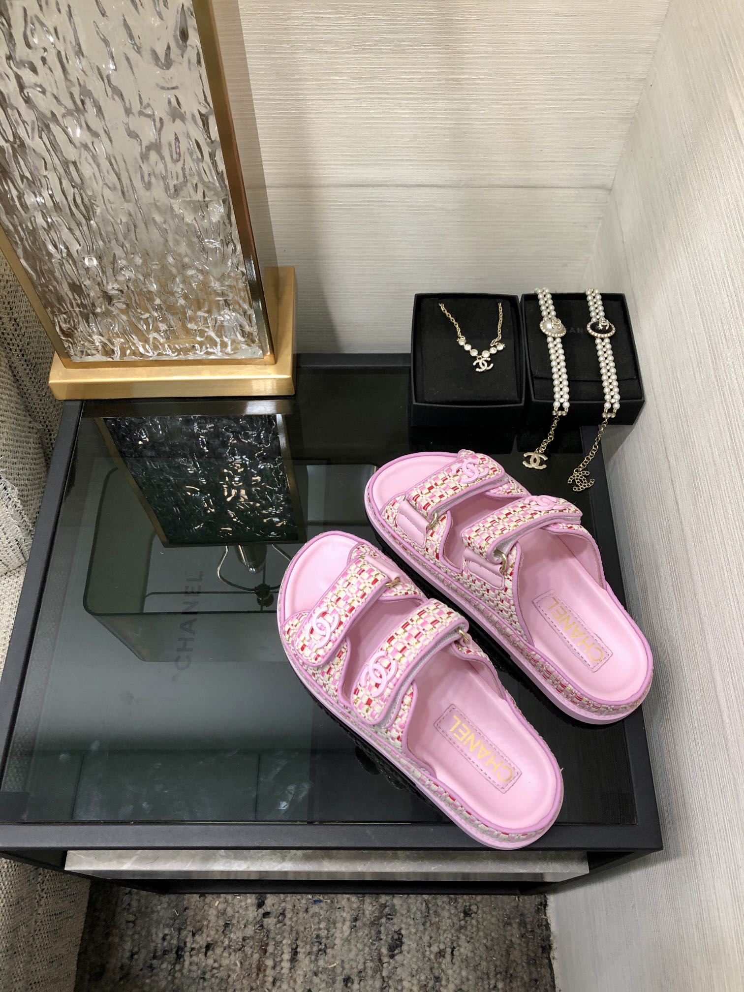 Chanel Pink Tweed Velcro Sandals - Luxurious and Comfortable Slides 5 i1717014990 5015 3
