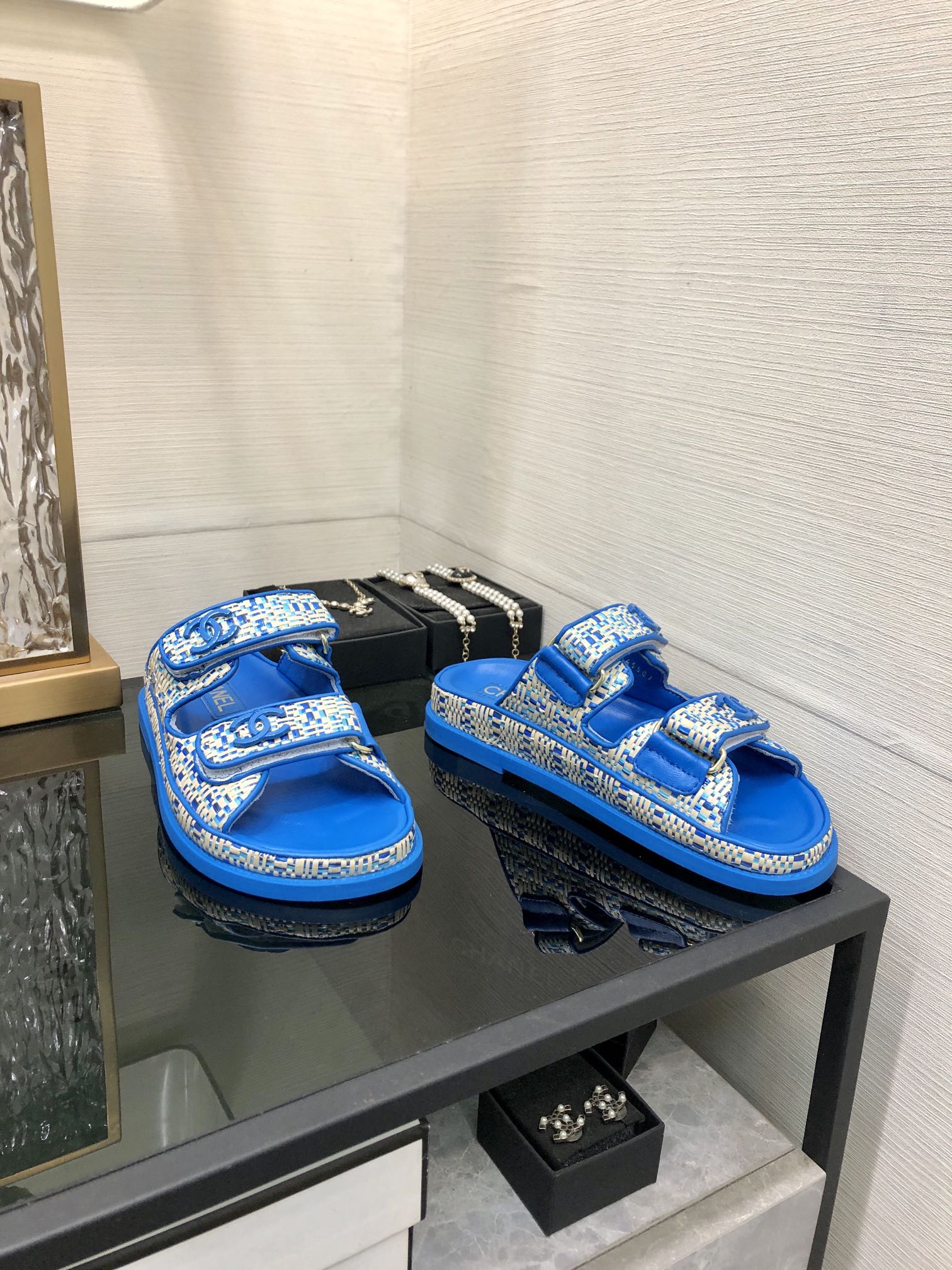 Chanel Women's Woven Blue and White Sandals, Lambskin Insole, 2024 Collection 7 i1717015167 3082 5