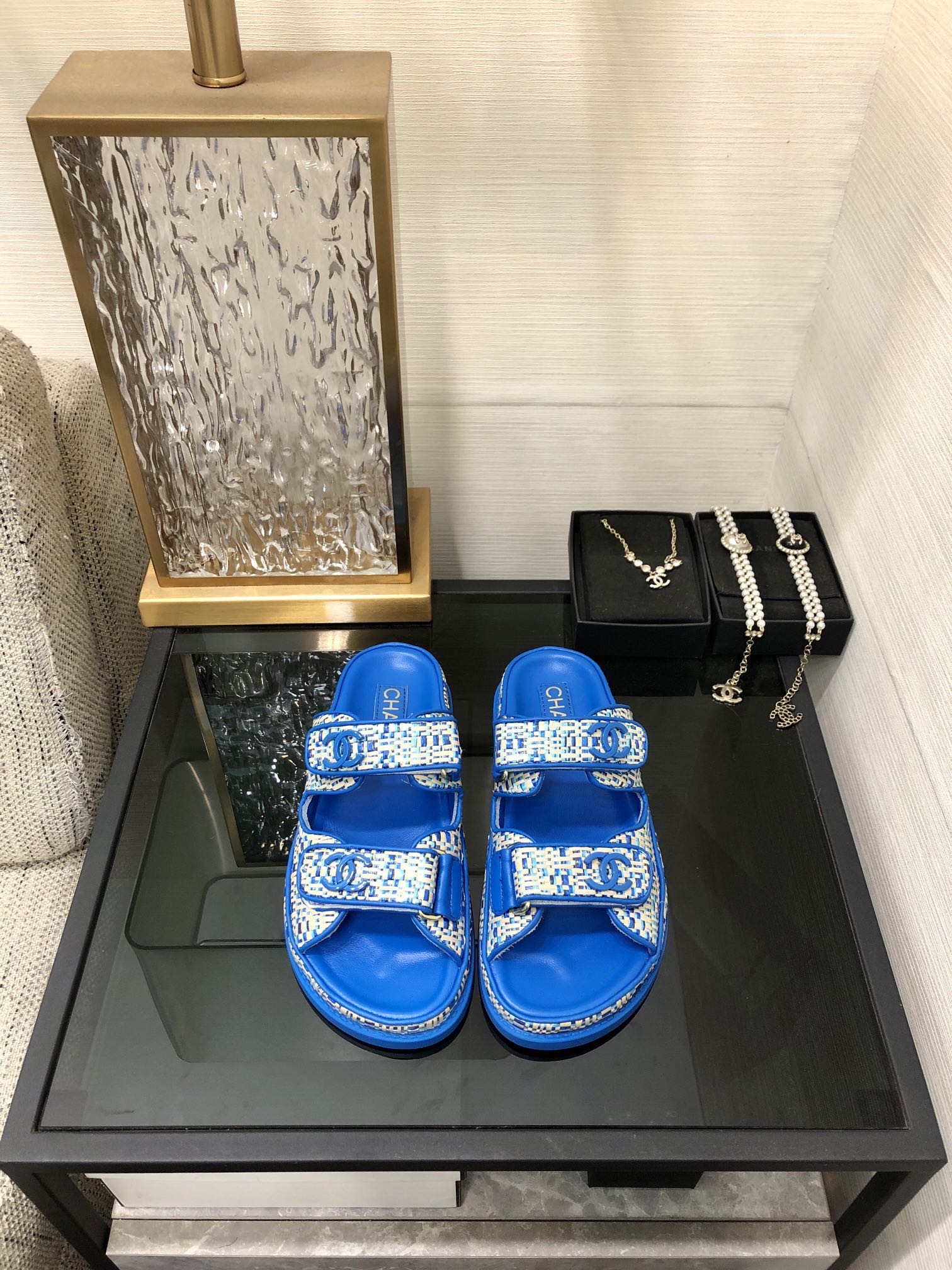 Chanel Women's Woven Blue and White Sandals, Lambskin Insole, 2024 Collection 4 i1717015167 8717 2