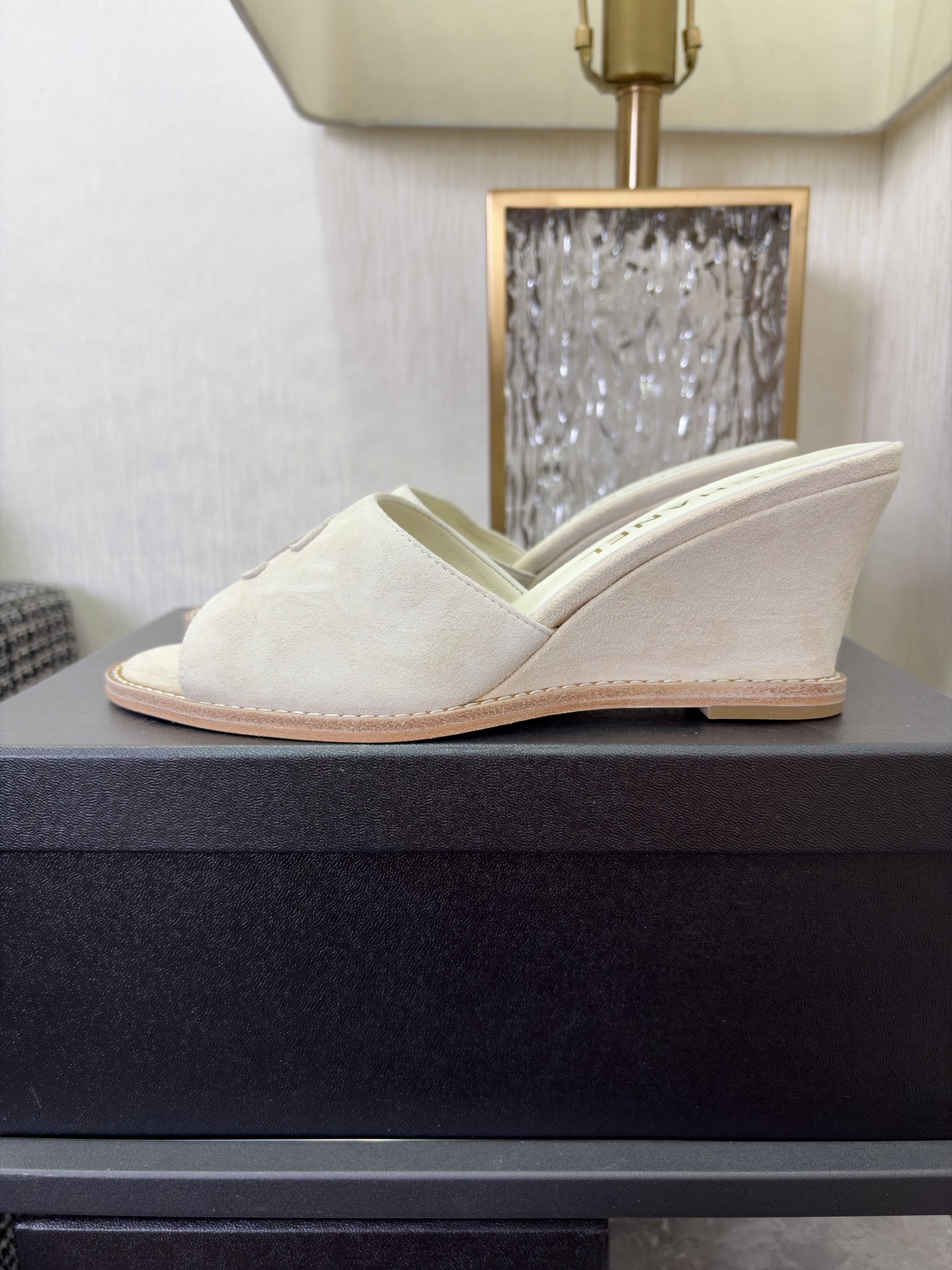 Chanel Pearl CC Wedge Mules