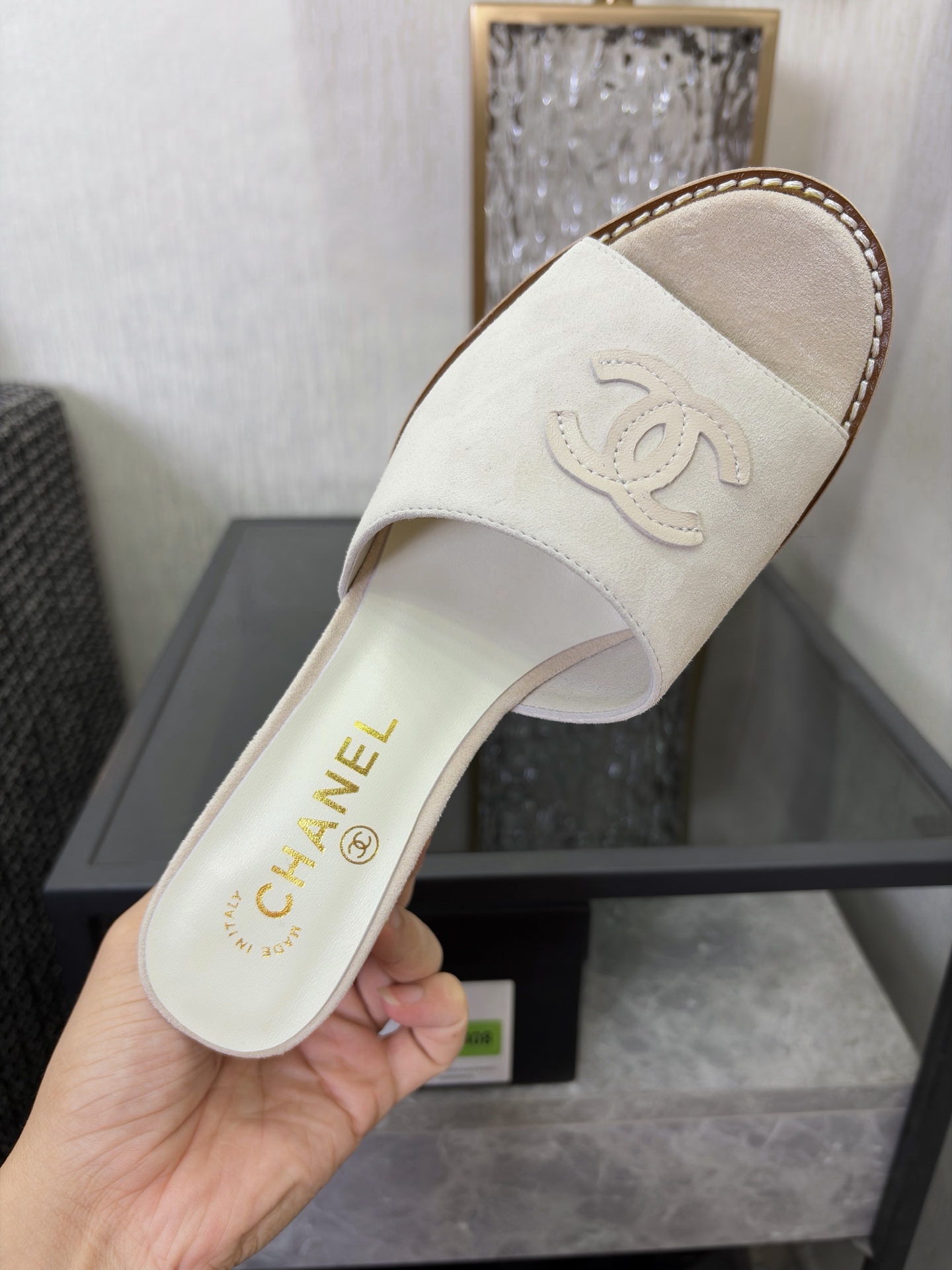 Chanel Pearl CC Wedge Mules