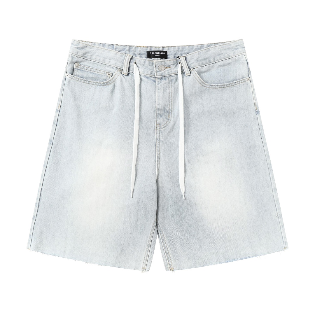 🔥 Balenciaga 25ss nuevos pantalones cortos de mezclilla con lavado a la piedra y blanqueado intenso. Unisex, versión h…