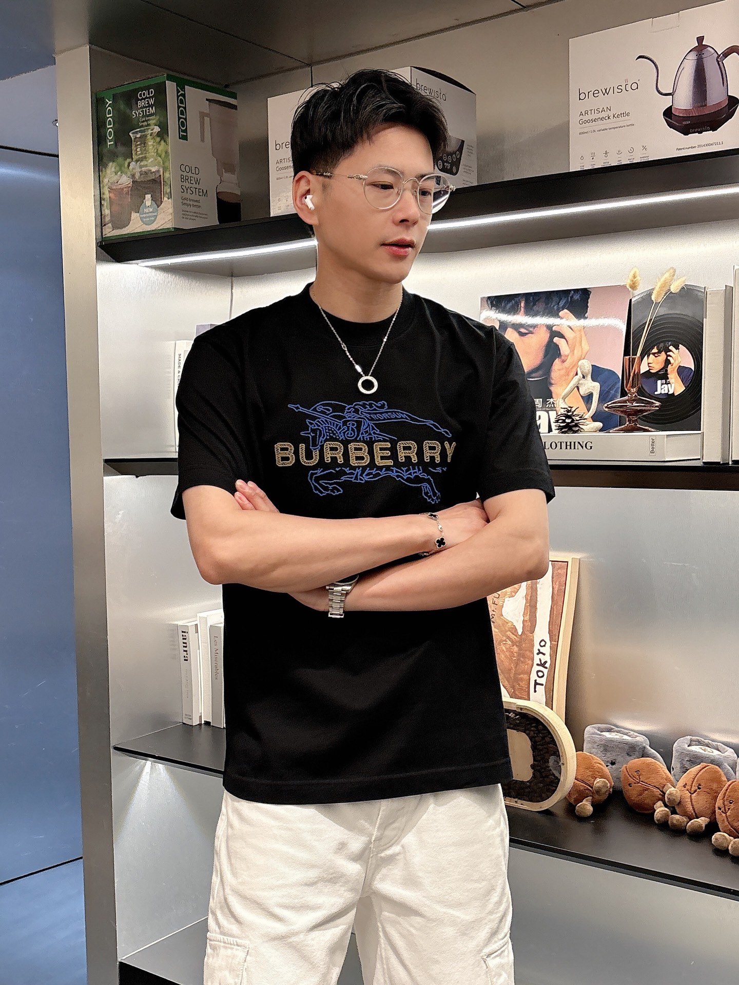 Burberry Men's Black Cotton T-Shirt with Embroidered Horse and Logo 2 i1742580808471 2439 0 0