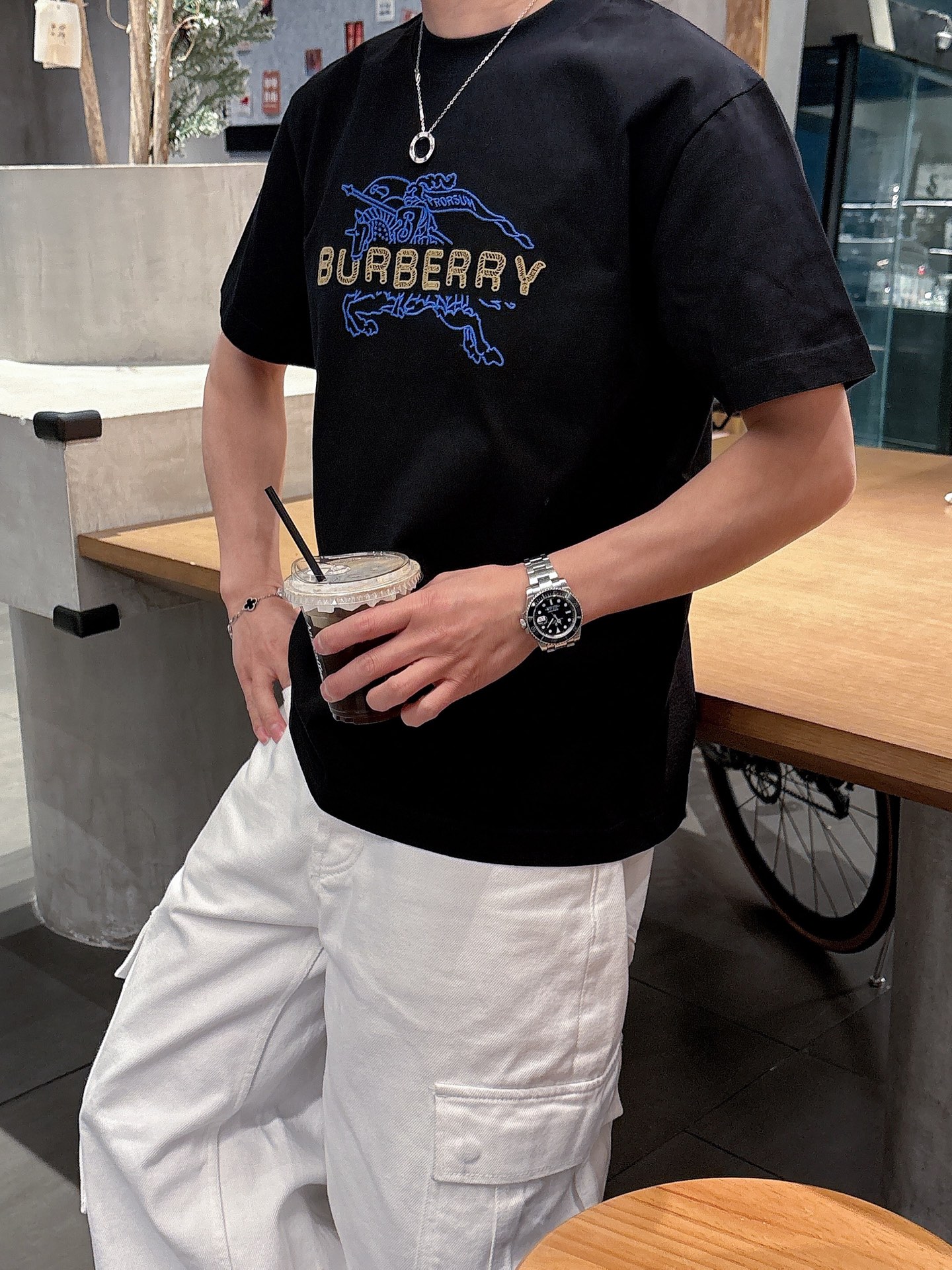 Burberry Men's Black Cotton T-Shirt with Embroidered Horse and Logo 6 i1742580812344 8617 0 4
