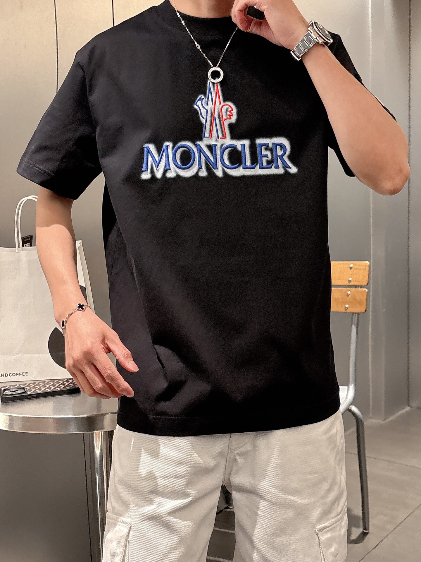 Moncler Summer T-Shirt: Unique Spray Paint & Embroidery, Unisex Style 5 i1742581028198 7390 0 3
