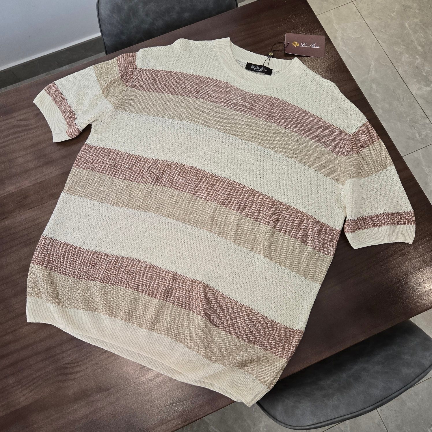 로로피아나 2024SS 스트라이프 린넨 반팔 티셔츠 846 Loro Piana T Shirt