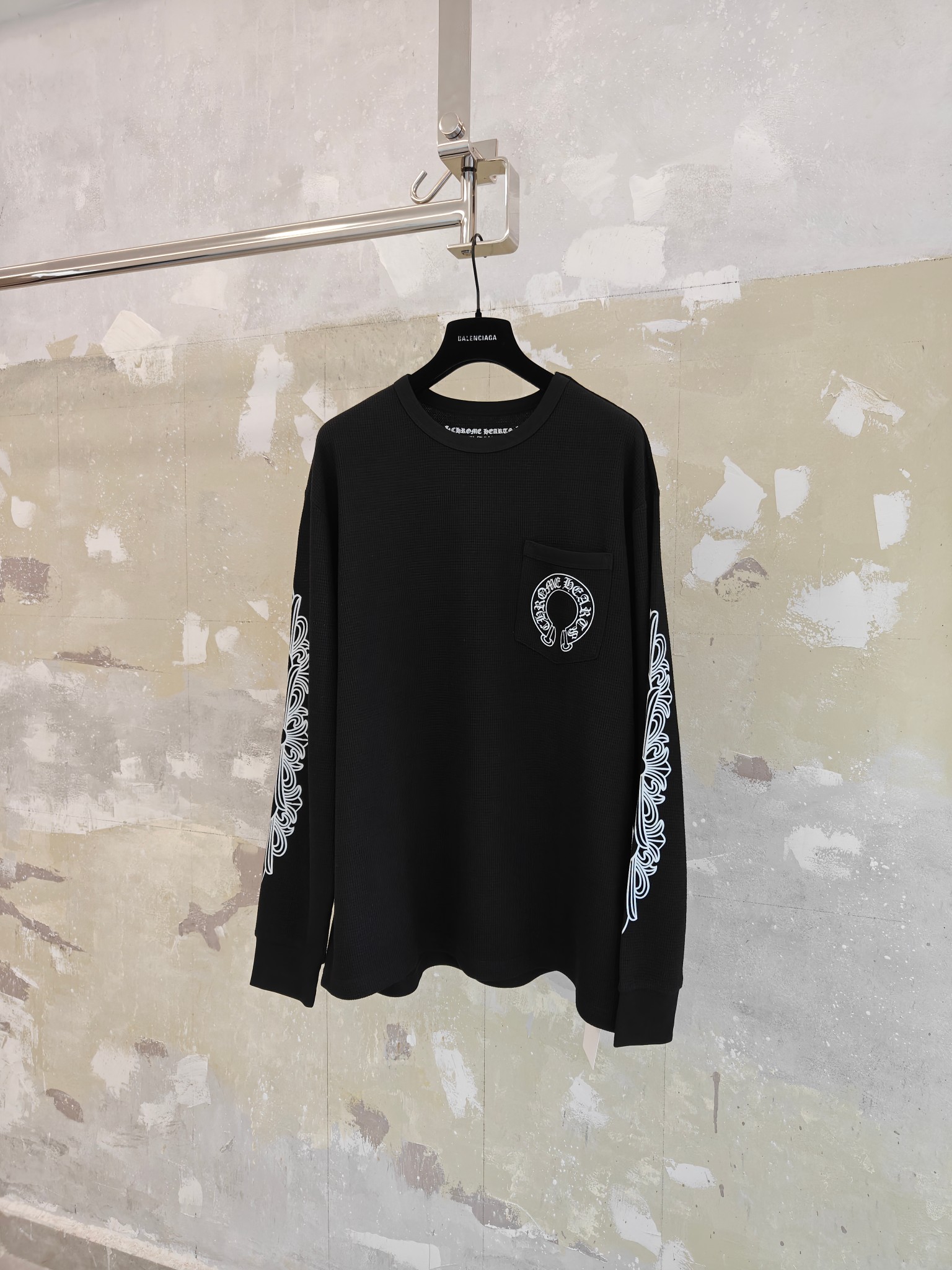 Chrome Hearts USA Limited Waffle Long Sleeve T-Shirt - Black Cotton