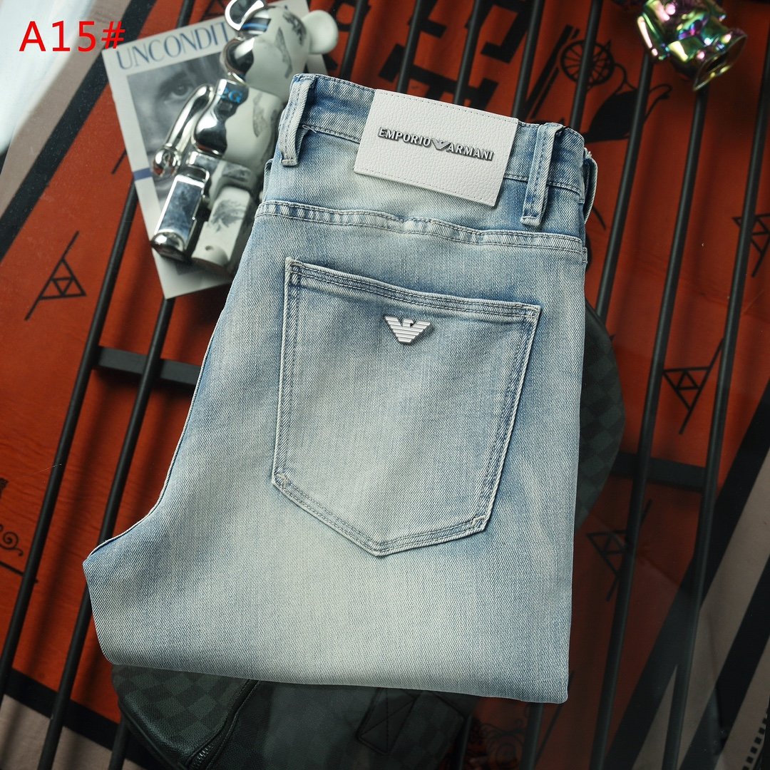 春夏新款现货上市原单爆款修身版牛仔裤阿玛尼EA超级定制款超级重工工艺版型超赞细节做工无可挑剔！款号A15