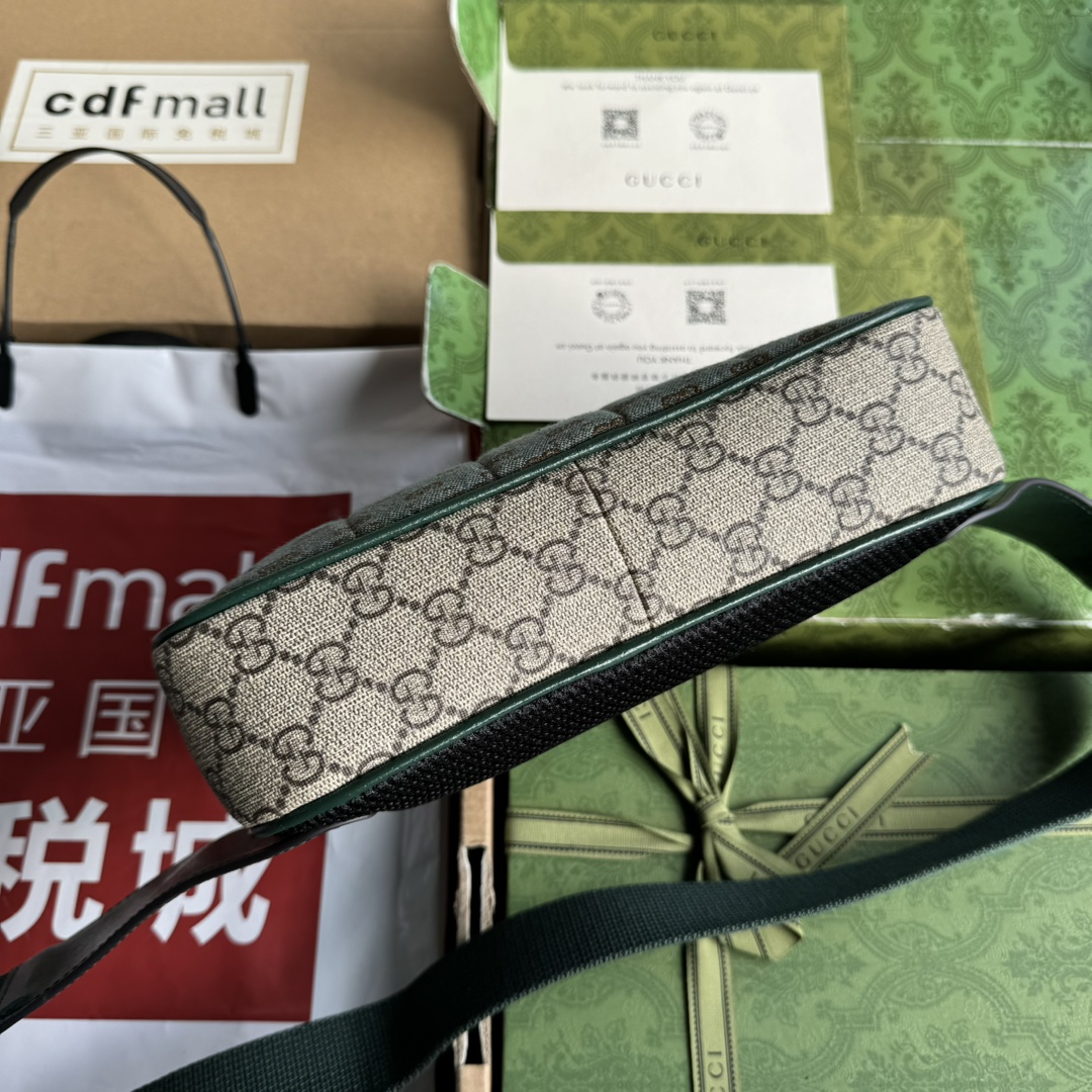 Gucci GG Green Black GG canvas with green leather crossbody
