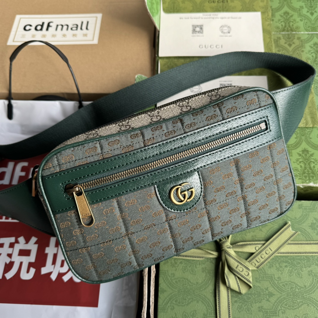 Gucci GG Green Black GG canvas with green leather crossbody