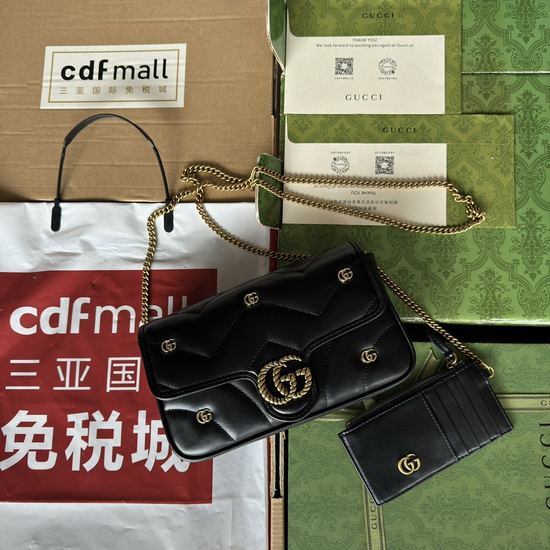 配置全套包装GGMarmont系列迷你手袋配卡包132,500768293AACPG9206绗缝皮革和品