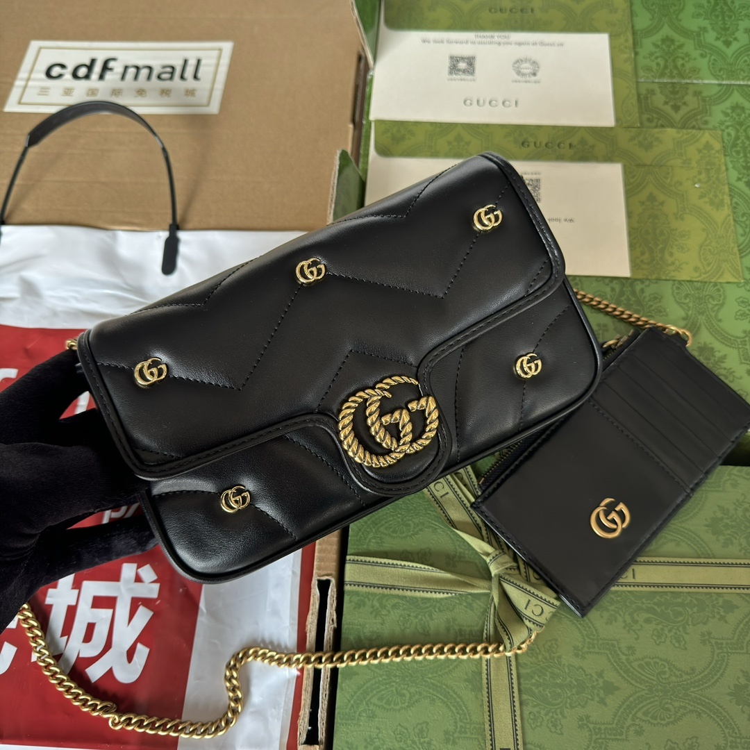 配置全套包装GGMarmont系列迷你手袋配卡包132,500768293AACPG9206绗缝皮革和品