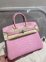 First Copy
 Hermes Birkin Bags Handbags Pink Silver Hardware Crocodile Leather