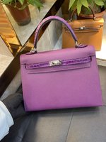 Hermes Kelly AAAA
 Handbags Crossbody & Shoulder Bags Anemone Purple Silver Hardware Epsom