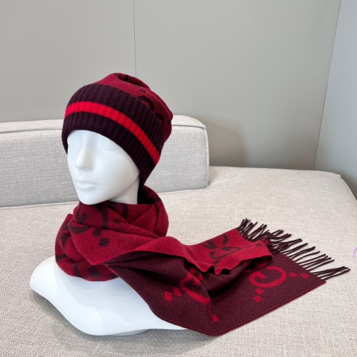 Gucci Wool Scarf and Beanie Set in Red - Stylish Winter Accessories 1 Gucci Wool Scarf and Beanie Set in Red - Stylish Winter Accessories