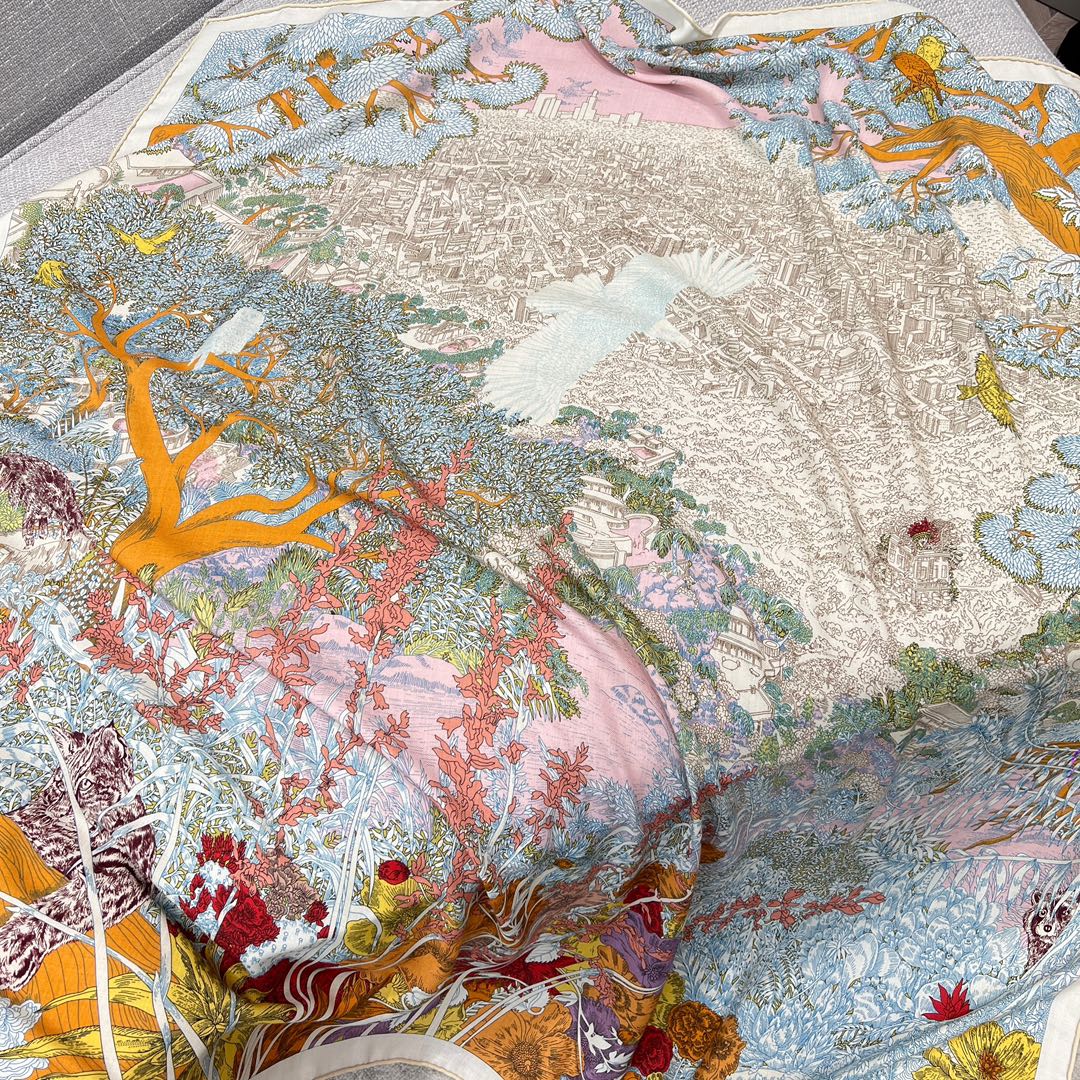 Hermes Silk Cashmere Shawl 'Return to Nature' - 140x140cm - Elegant Design 4 i1734852840 3548 5