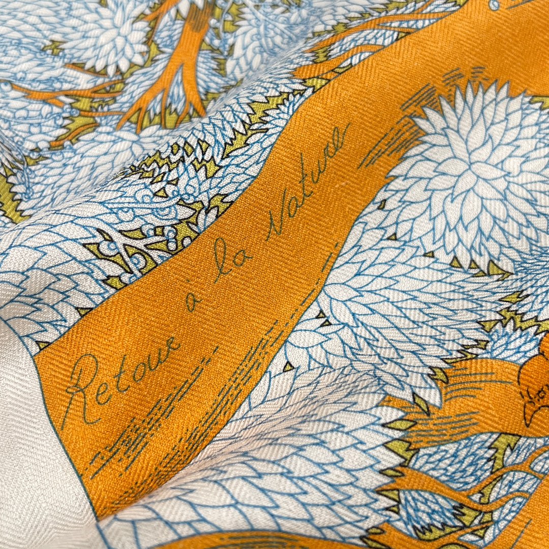Hermes Silk Cashmere Shawl 'Return to Nature' - 140x140cm - Elegant Design 7 i1734852840 8829 0