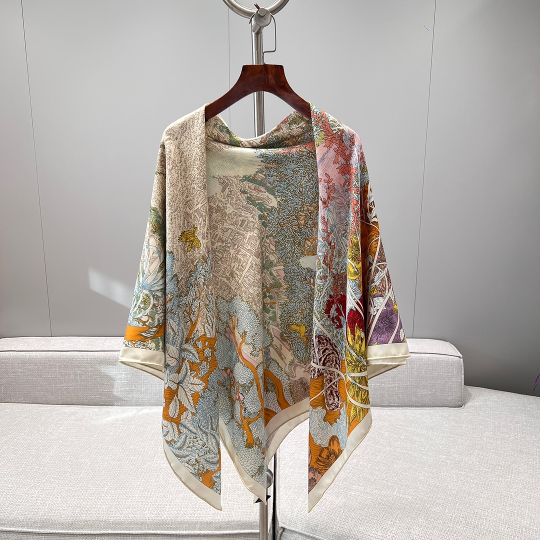 Hermes Silk Cashmere Shawl 'Return to Nature' - 140x140cm - Elegant Design 3 i1734852840 9674 3