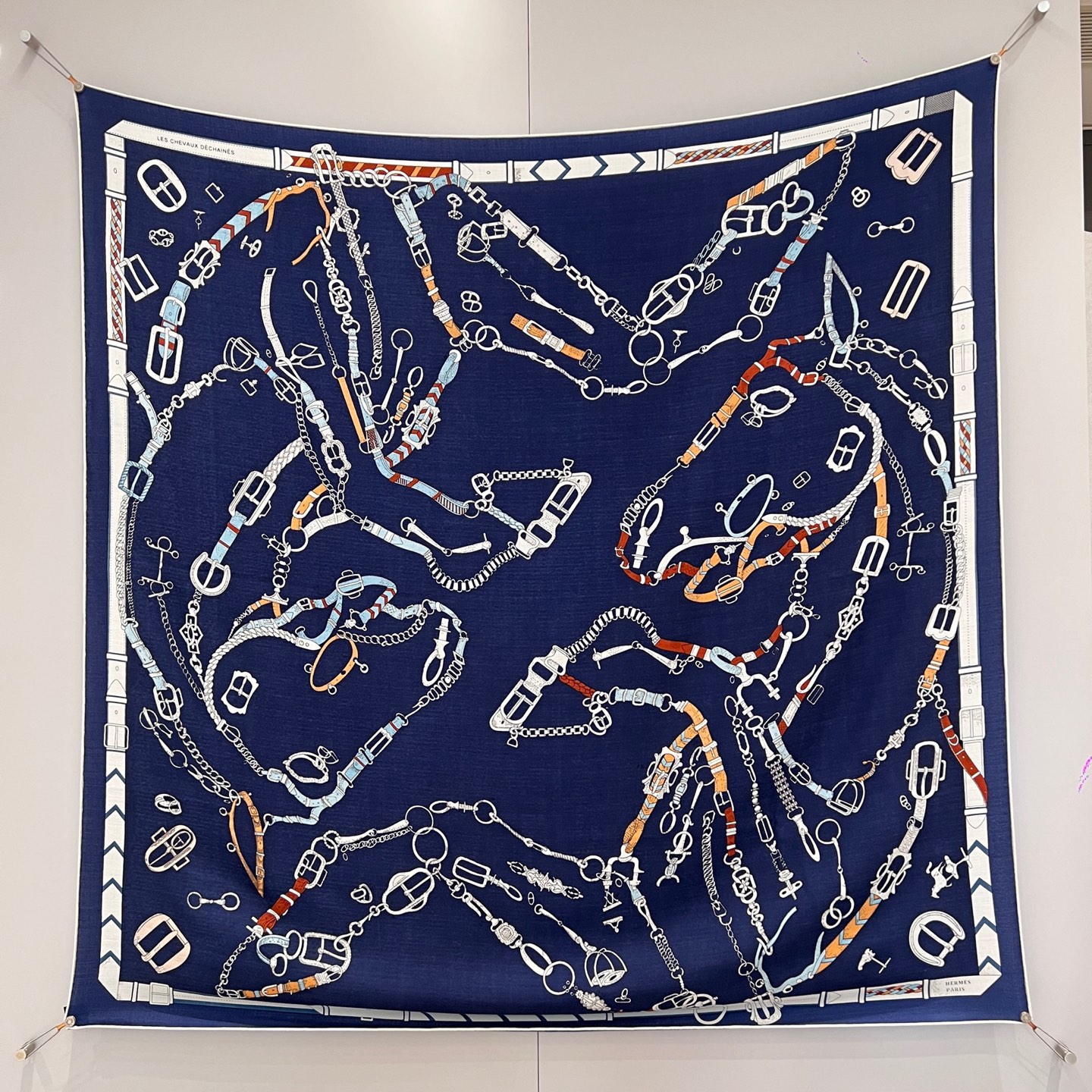 Hermes New 'Dancing Horses' Navy Blue Velvet Shawl - 136 x 137cm 2 i1739503037950 104 0 0